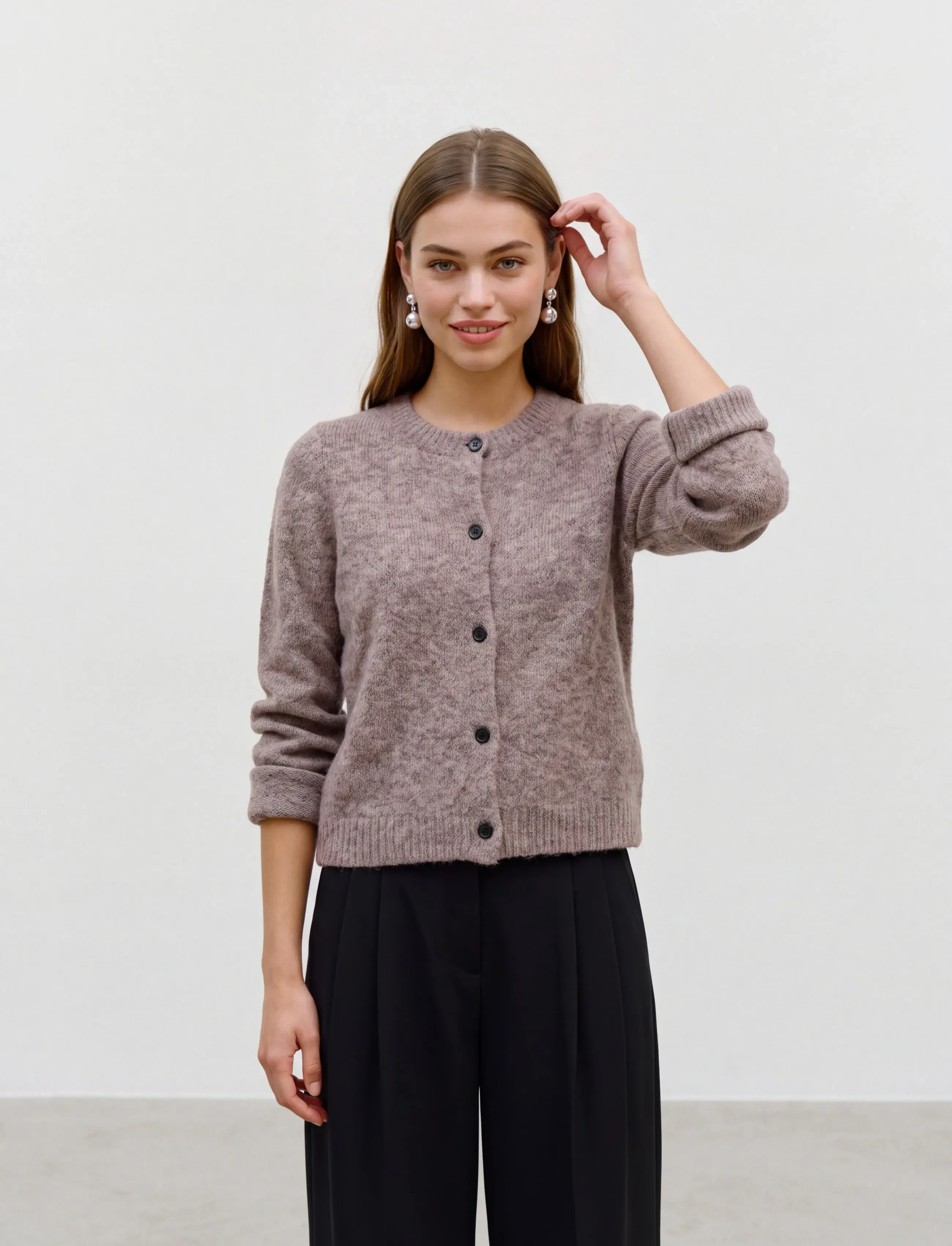 Vero Moda - VMNOVAH LS O-NECK BUTTON CARDI GA NOOS - efterårstøj - brown lentil - 3