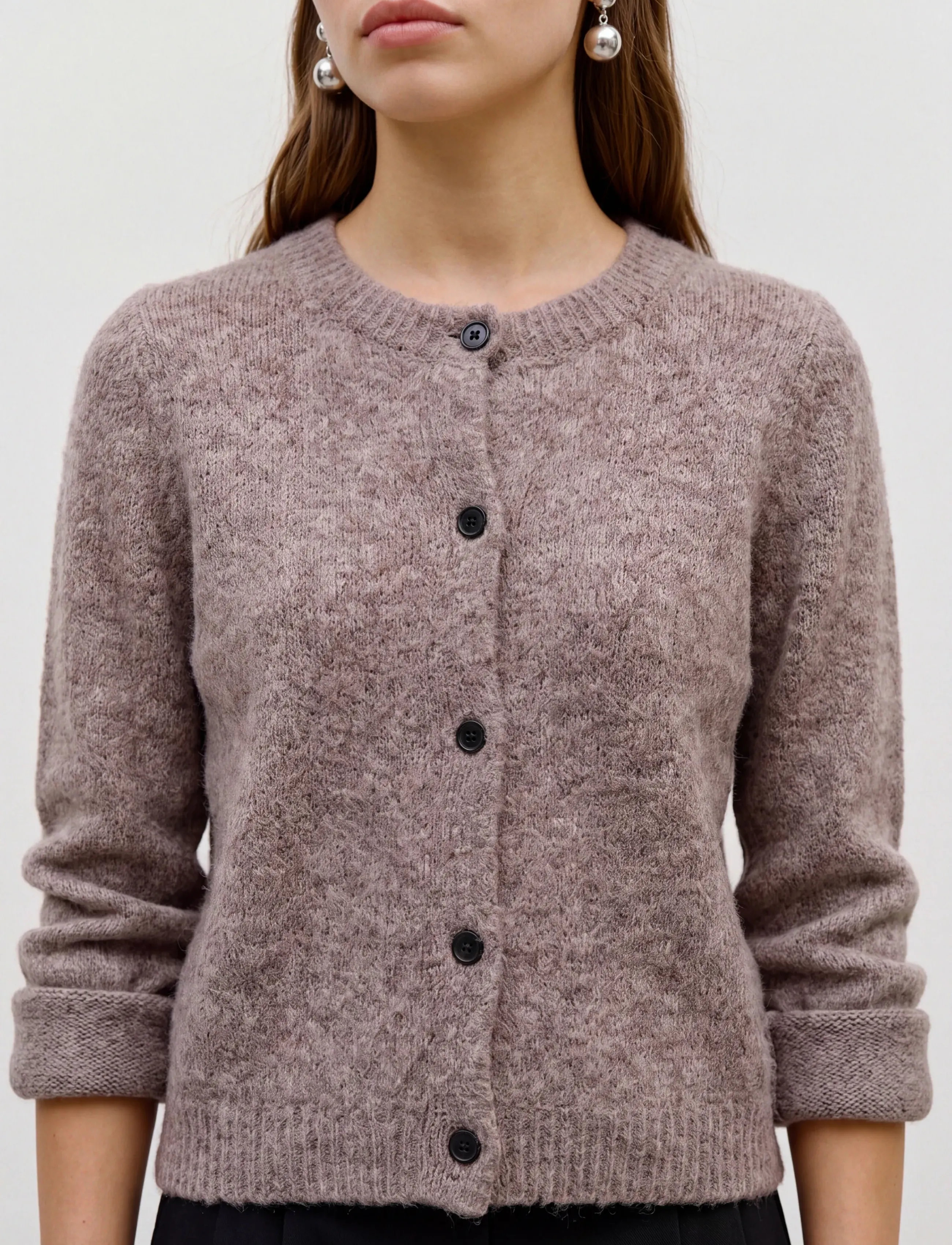 Vero Moda - VMNOVAH LS O-NECK BUTTON CARDI GA NOOS - efterårstøj - brown lentil - 5