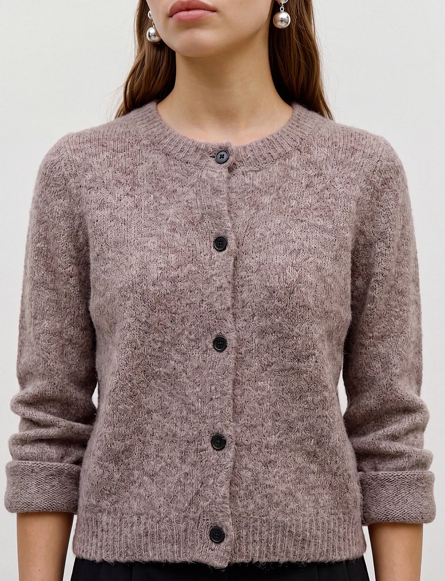 Vero Moda - VMNOVAH LS O-NECK BUTTON CARDI GA NOOS - cardigans - brown lentil - 5