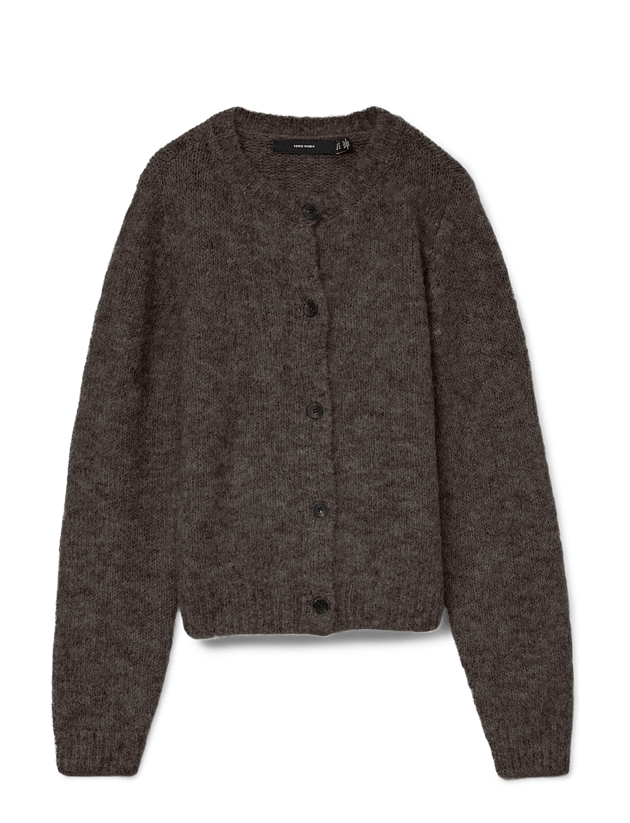Vero Moda - VMNOVAH LS O-NECK BUTTON CARDI GA NOOS - koftor - chocolate torte - 1