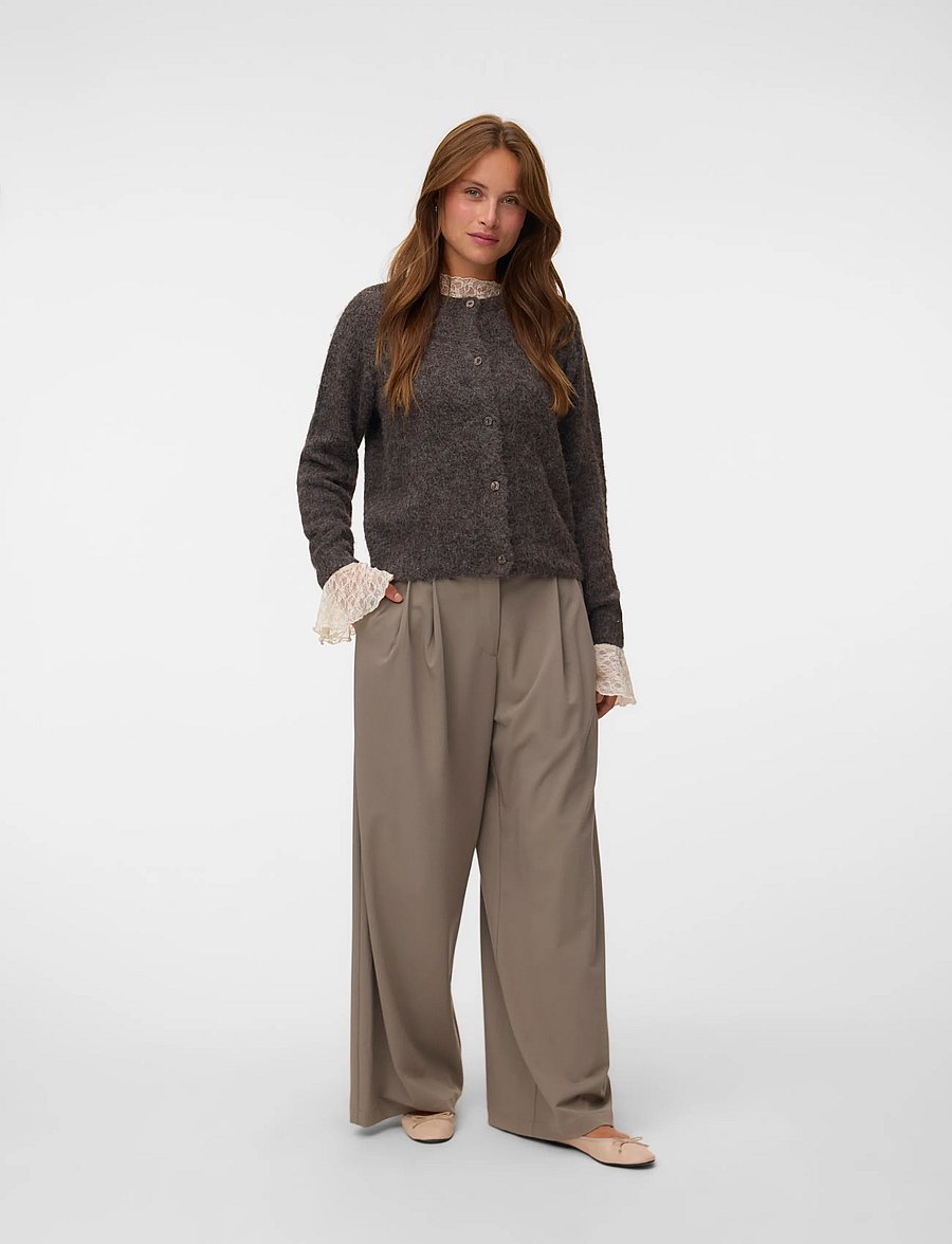 Vero Moda - VMNOVAH LS O-NECK BUTTON CARDI GA NOOS - strickjacken - chocolate torte - 0
