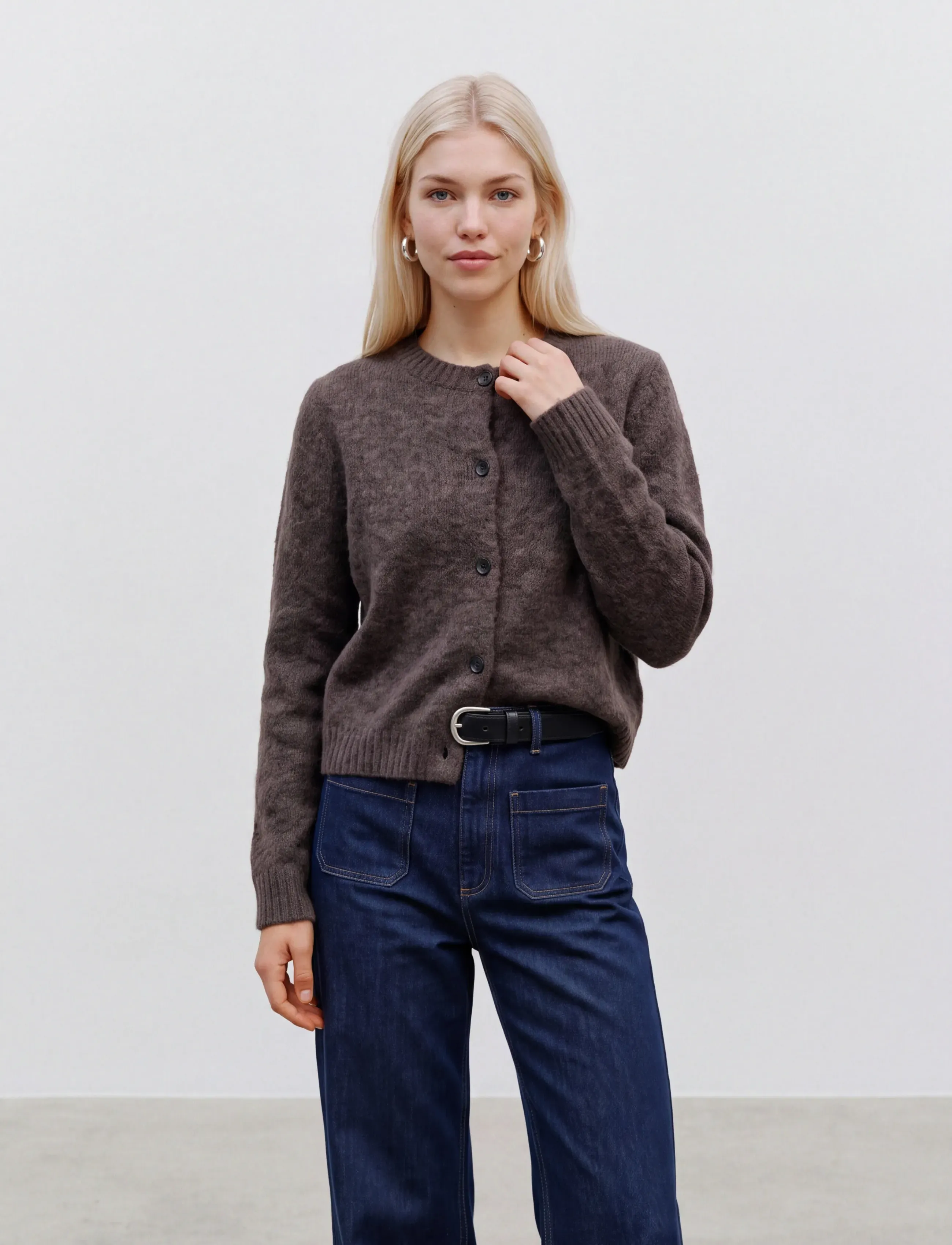 Vero Moda - VMNOVAH LS O-NECK BUTTON CARDI GA NOOS - efterårstøj - chocolate torte - 3