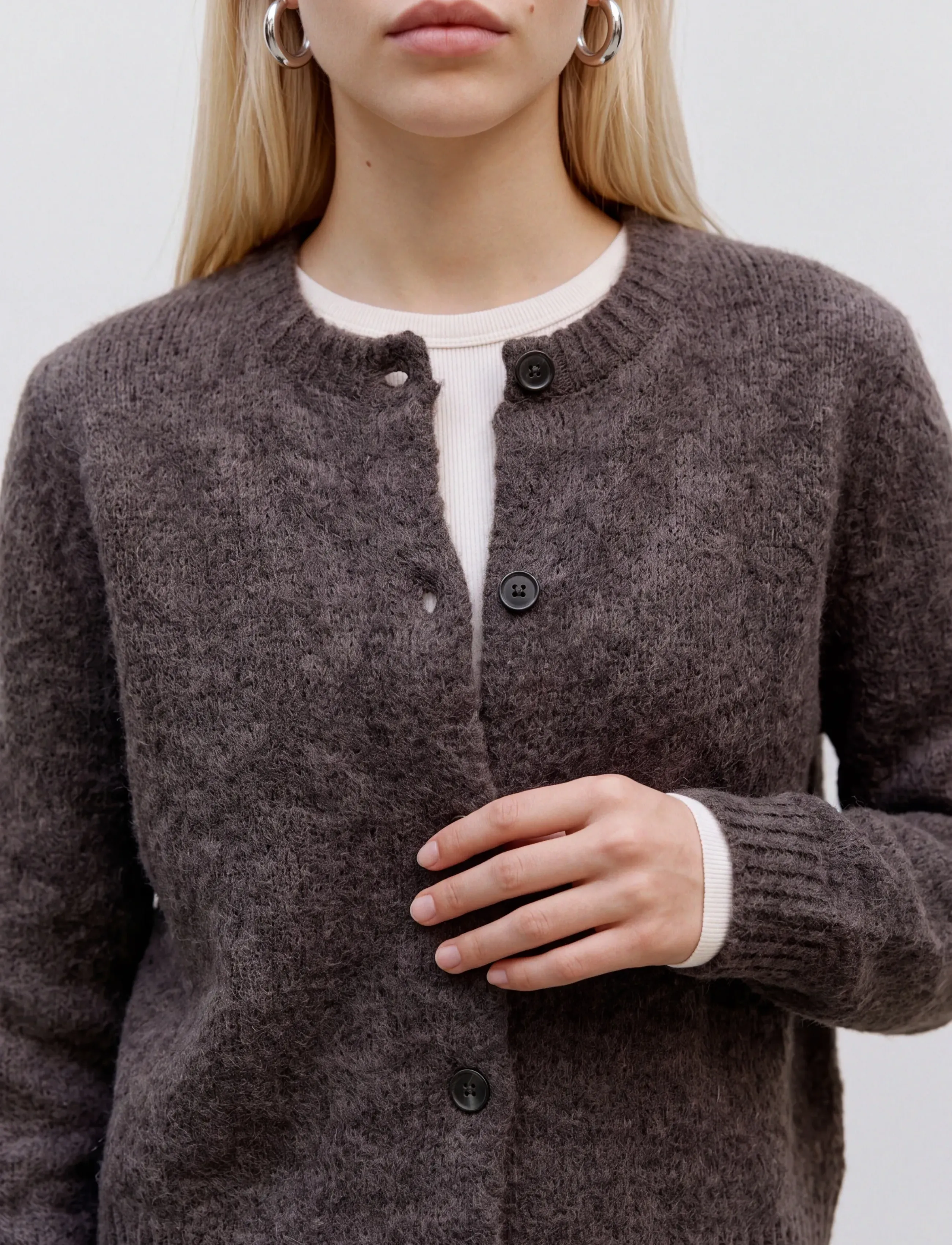 Vero Moda - VMNOVAH LS O-NECK BUTTON CARDI GA NOOS - efterårstøj - chocolate torte - 4