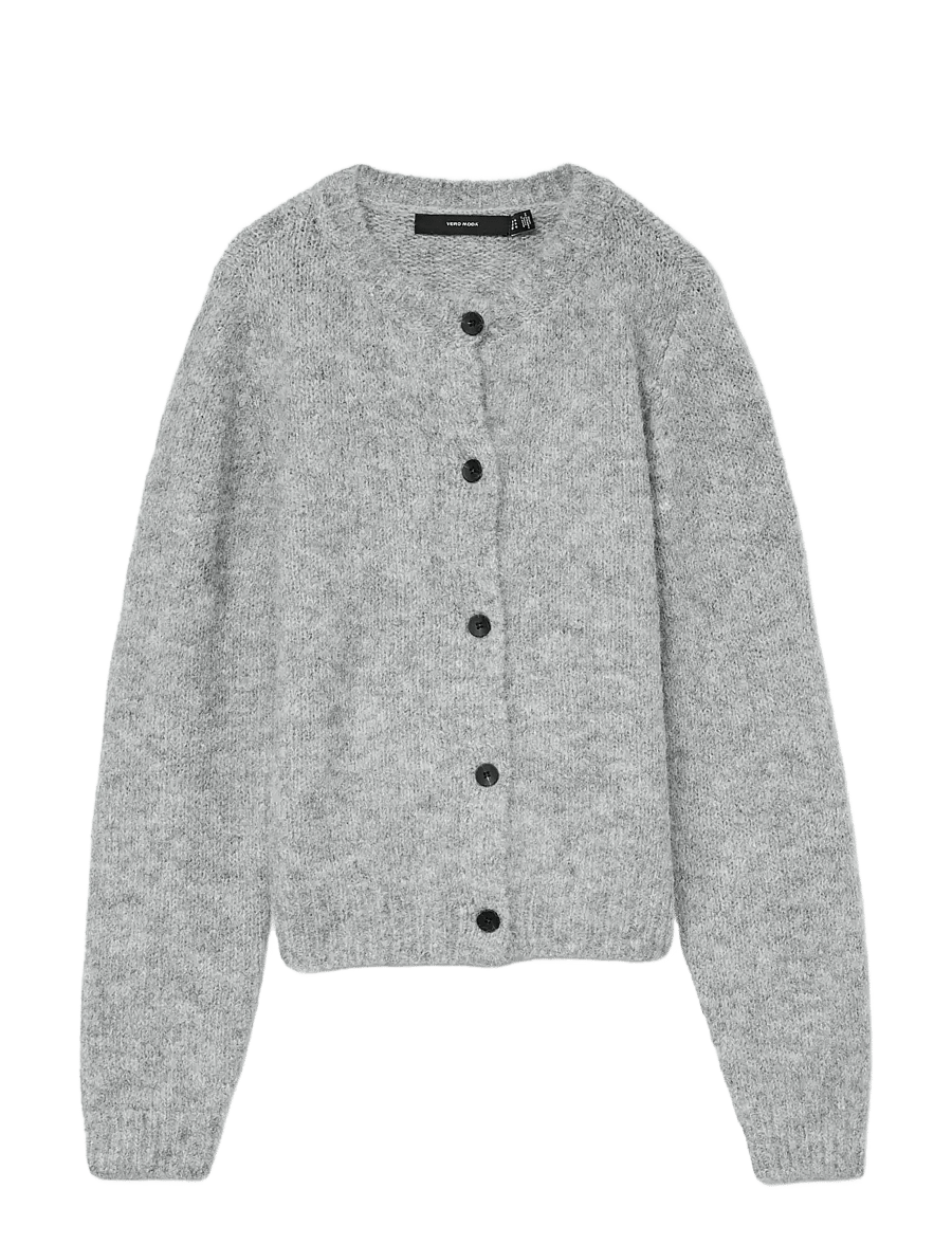 Vero Moda - VMNOVAH LS O-NECK BUTTON CARDI GA NOOS - cardigans - medium grey melange - 1