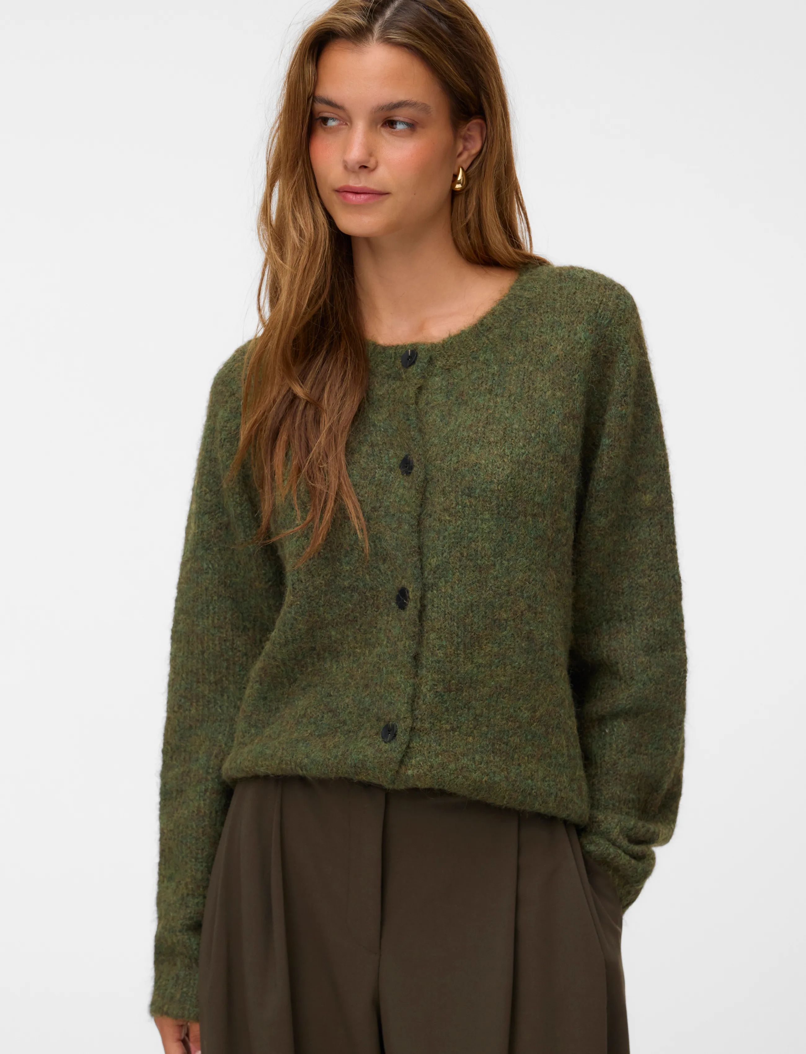 Vero Moda - VMNOVAH LS O-NECK BUTTON CARDI GA NOOS - cardigans - sphagnum - 3