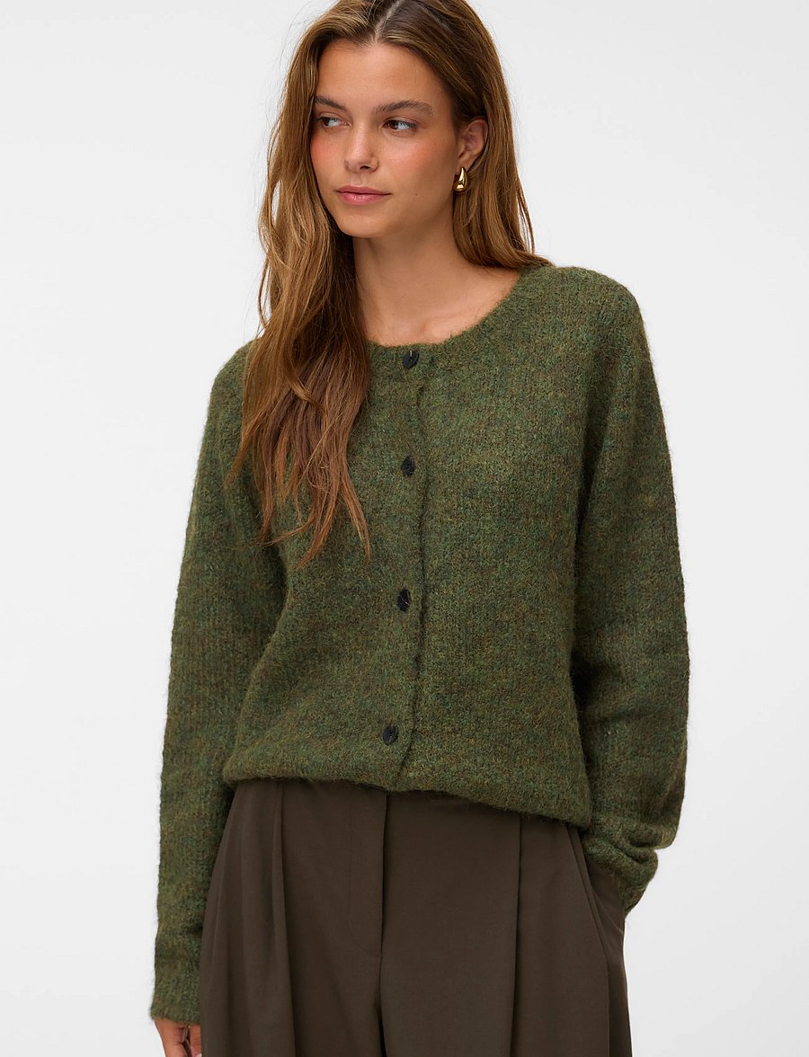 Vero Moda - VMNOVAH LS O-NECK BUTTON CARDI GA NOOS - cardigans - sphagnum - 3