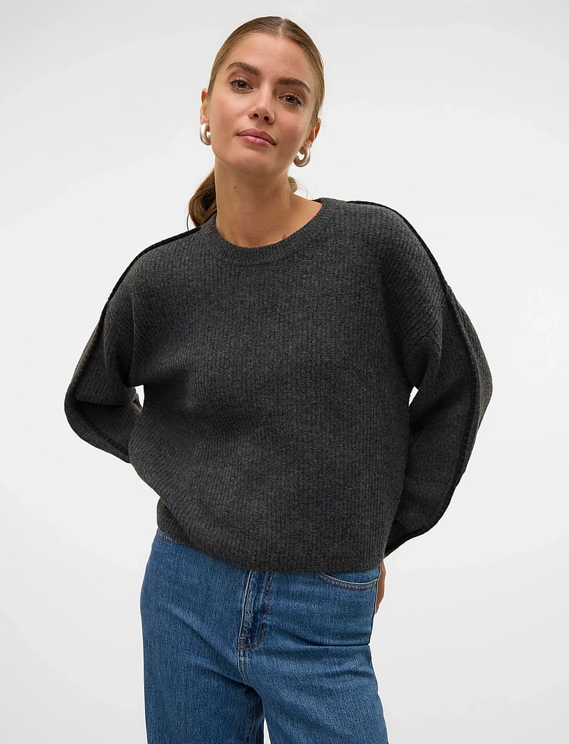Vero Moda - VMZORA LS O-NECK PULLOVER GA - neulepuserot - asphalt - 5