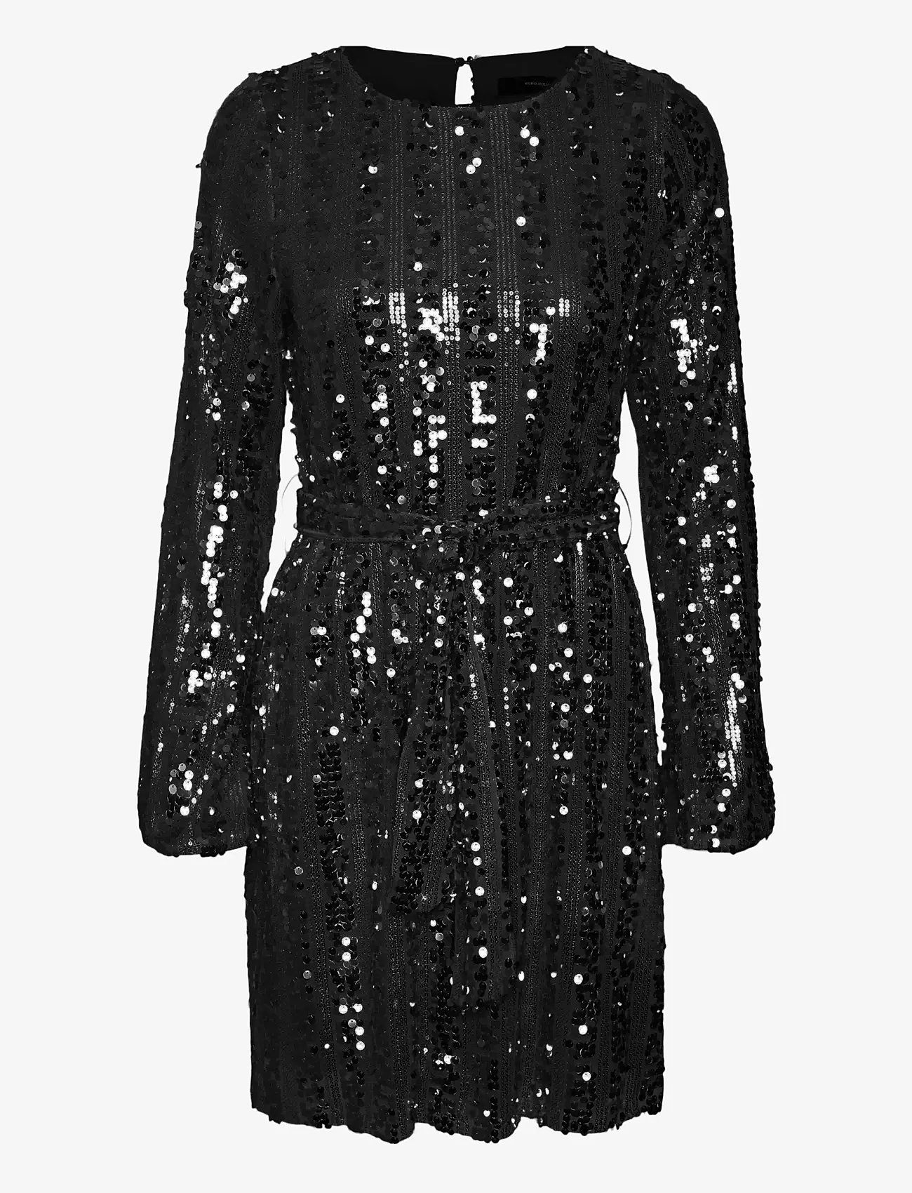 Vero Moda - VMEFA LS SHORT DRESS JRS - paljettklänningar - black - 1