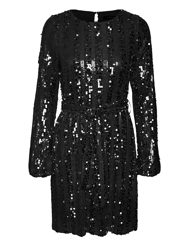 Vero Moda - VMEFA LS SHORT DRESS JRS - paljettklänningar - black - 1