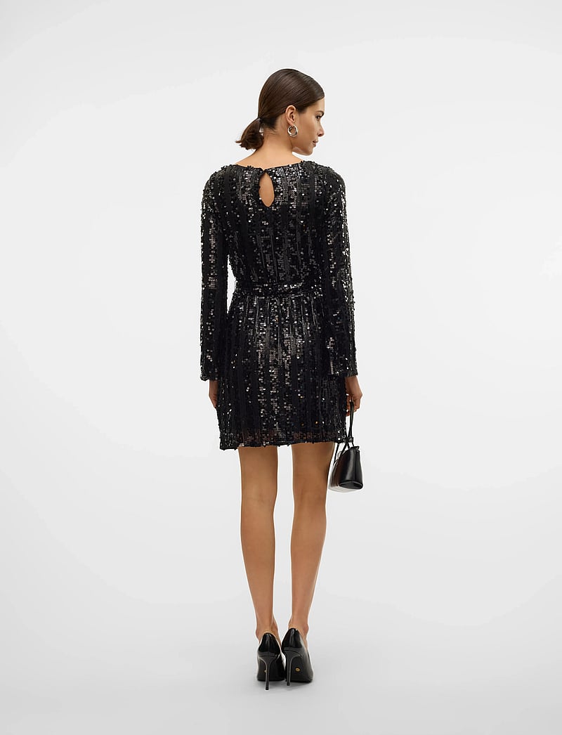 Vero Moda - VMEFA LS SHORT DRESS JRS - paljettklänningar - black - 3