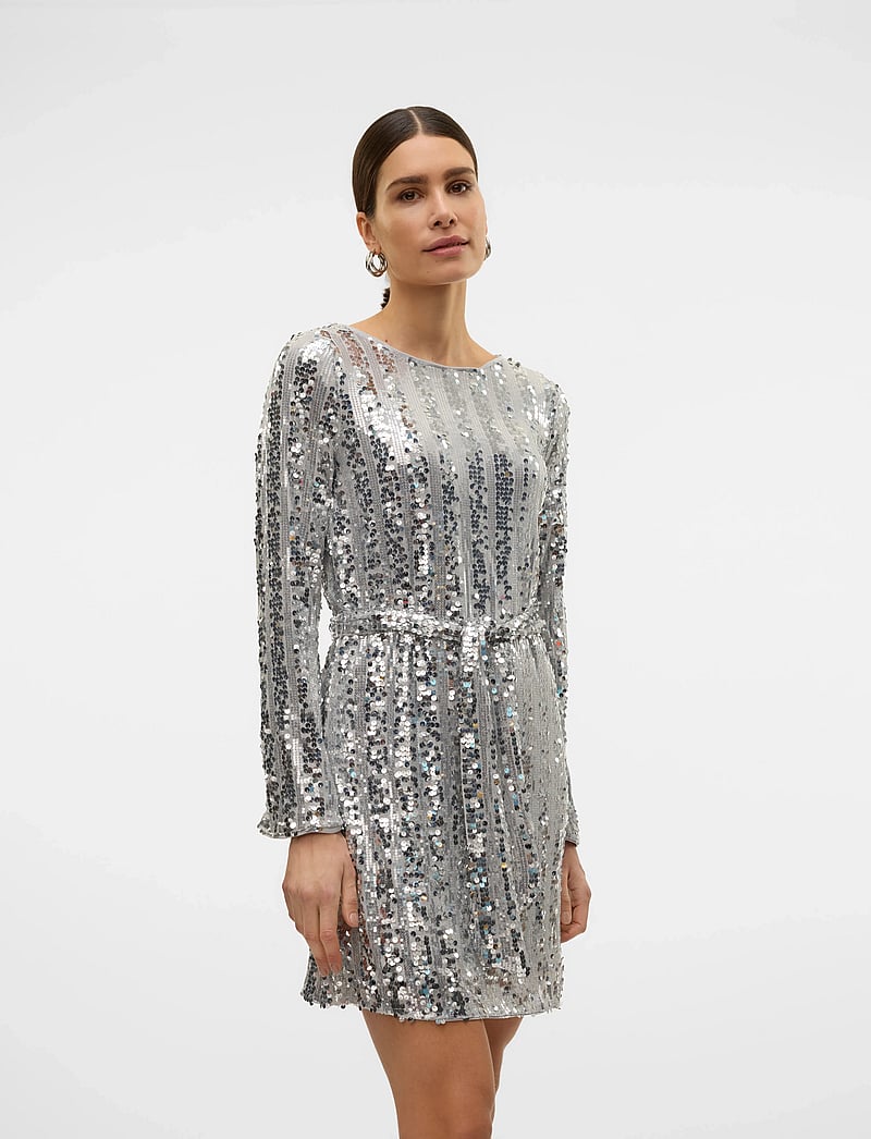 Vero Moda - VMEFA LS SHORT DRESS JRS - litterkleidid - silver - 0