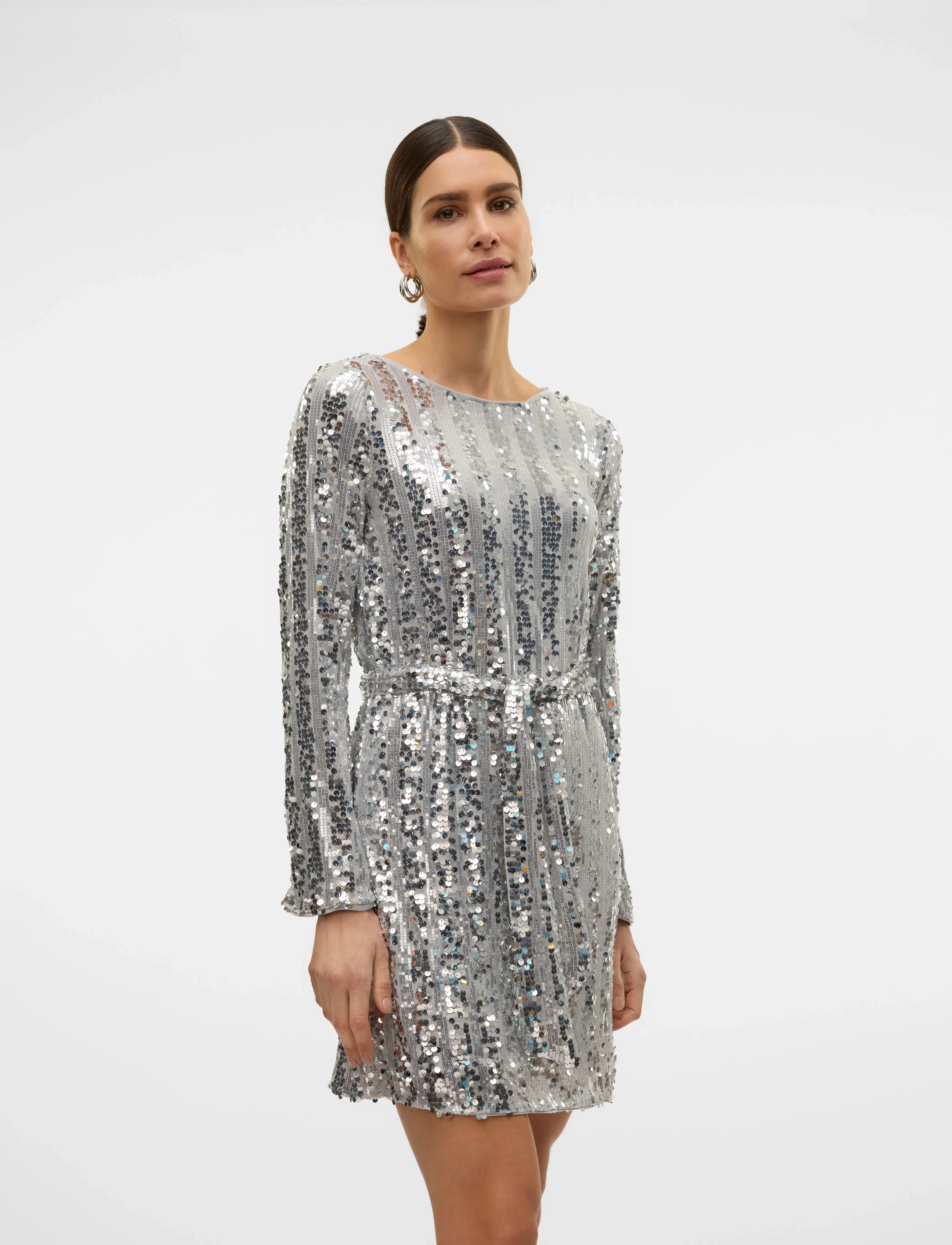 Vero Moda VMEFA LS SHORT DRESS JRS - Kjoler - SILVER / silver