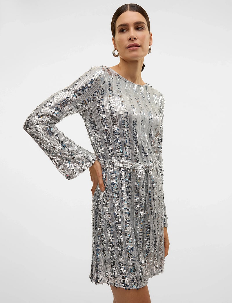 Vero Moda - VMEFA LS SHORT DRESS JRS - litterkleidid - silver - 5