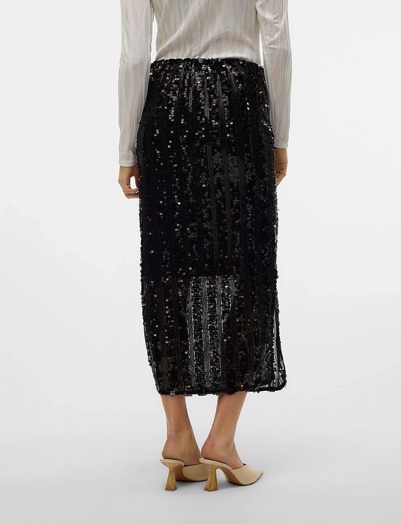 Vero Moda - VMEFA HW 7/8 SKIRT JRS - pailletten-röcke - black - 5