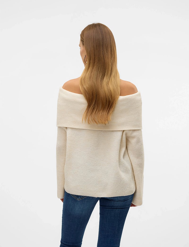 Vero Moda - VMERA LS OFF SHOULDER PULLOVER GA NOOS - stickade tröjor - birch - 2