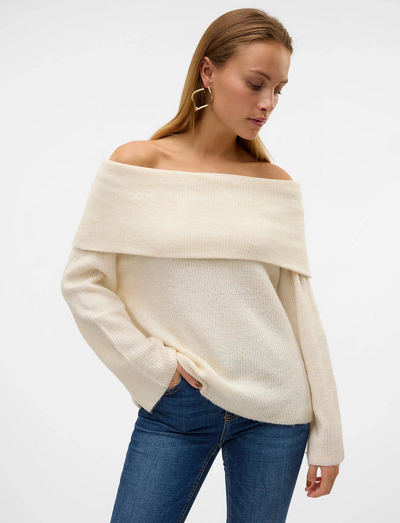 Vero Moda - VMERA LS OFF SHOULDER PULLOVER GA NOOS - stickade tröjor - birch - 3