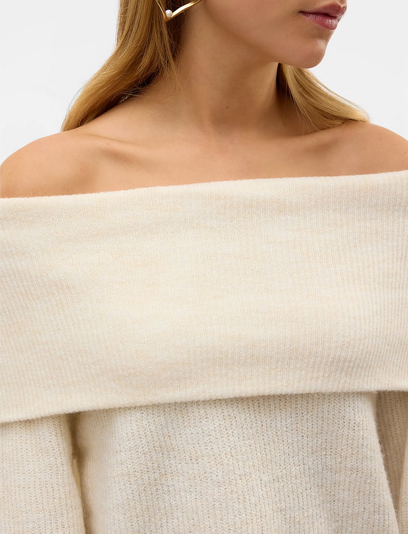 Vero Moda - VMERA LS OFF SHOULDER PULLOVER GA NOOS - stickade tröjor - birch - 4