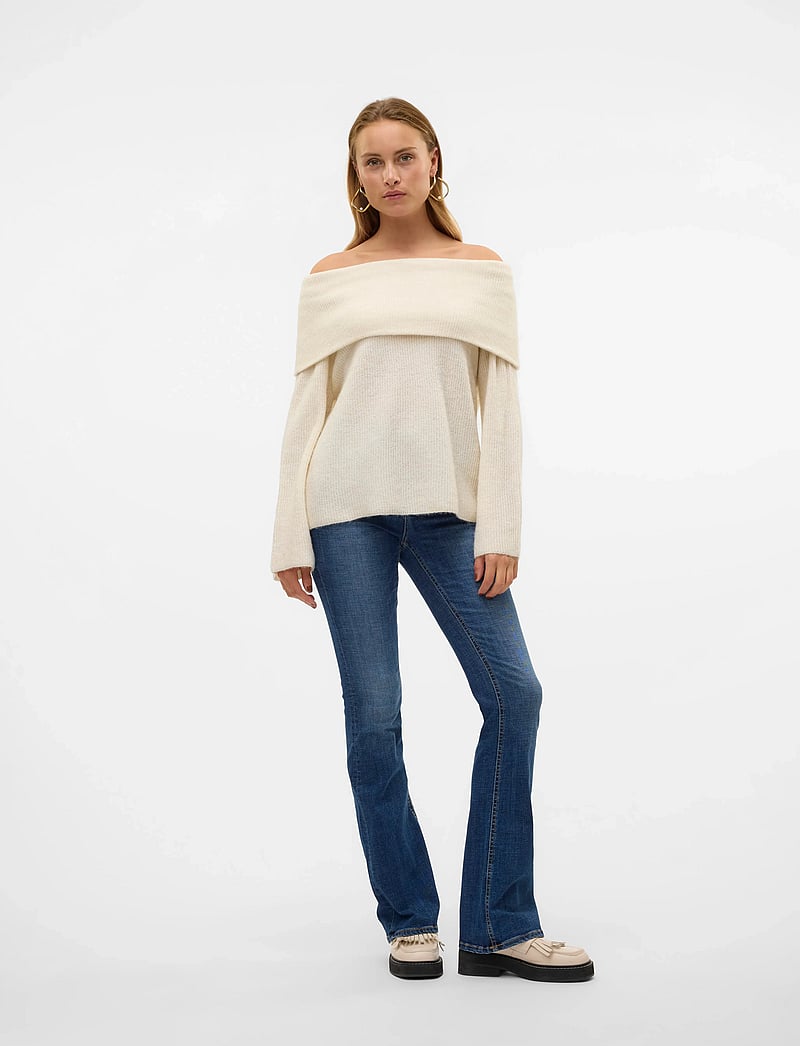 Vero Moda - VMERA LS OFF SHOULDER PULLOVER GA NOOS - stickade tröjor - birch - 5