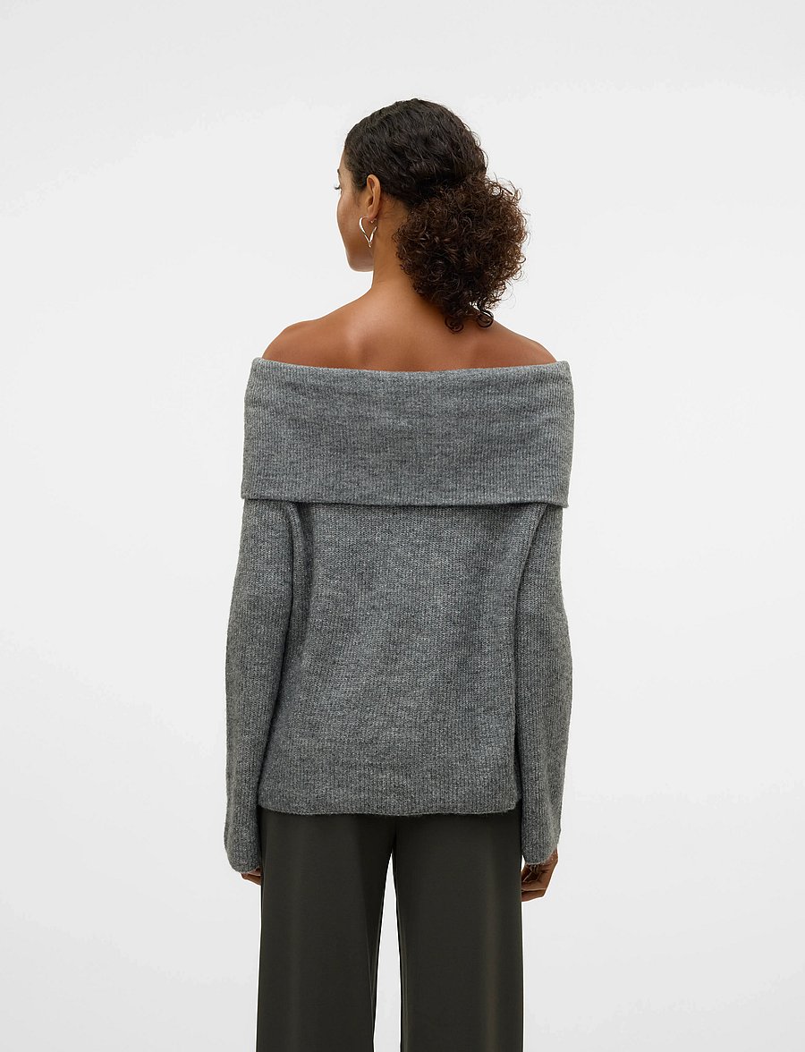Vero Moda - VMERA LS OFF SHOULDER PULLOVER GA NOOS - pullover - medium grey melange - 2
