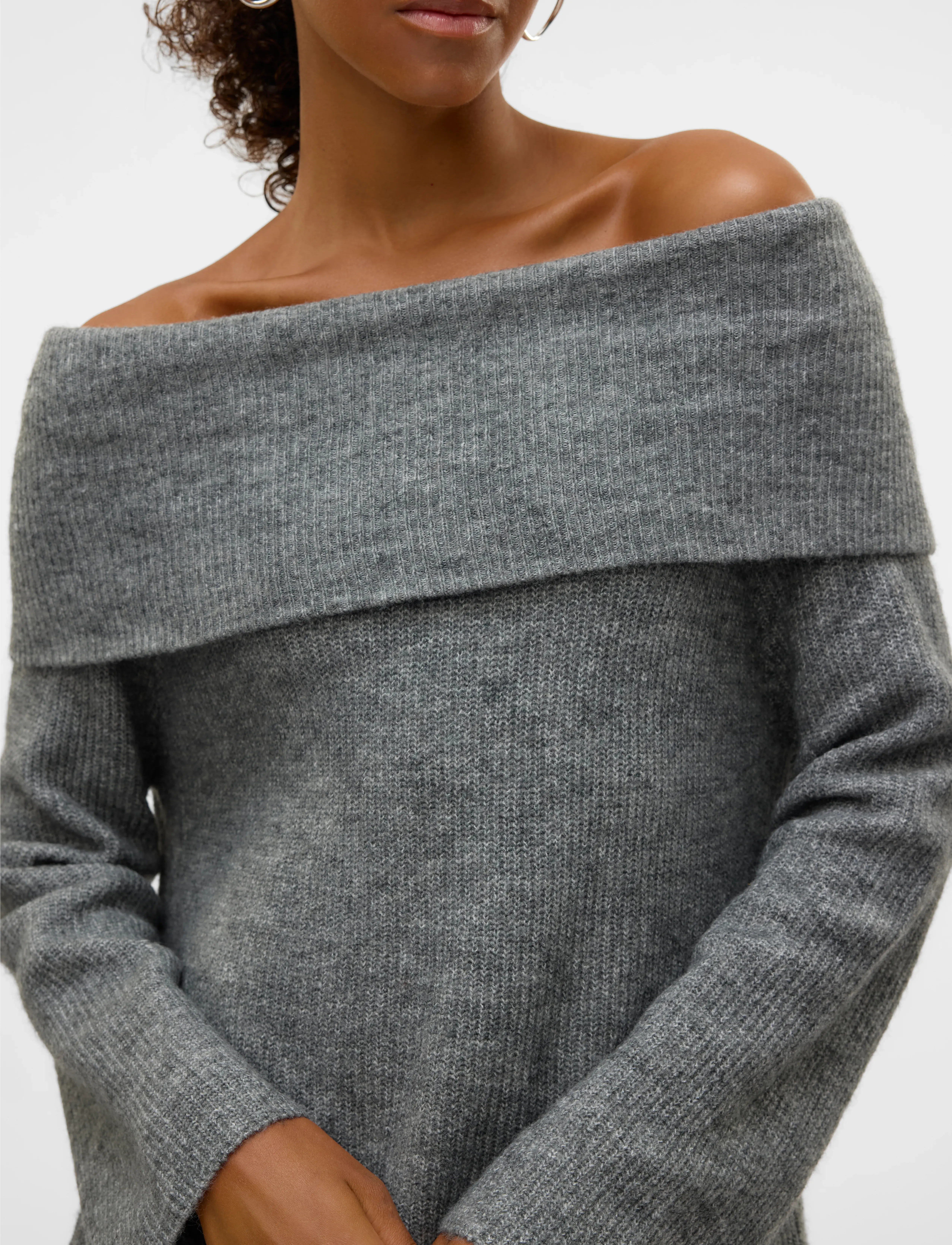 Vero Moda - VMERA LS OFF SHOULDER PULLOVER GA NOOS - striktrøjer - medium grey melange - 4
