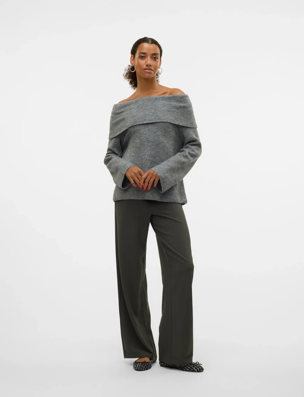 Vero Moda - VMERA LS OFF SHOULDER PULLOVER GA NOOS - pulls - medium grey melange - 5