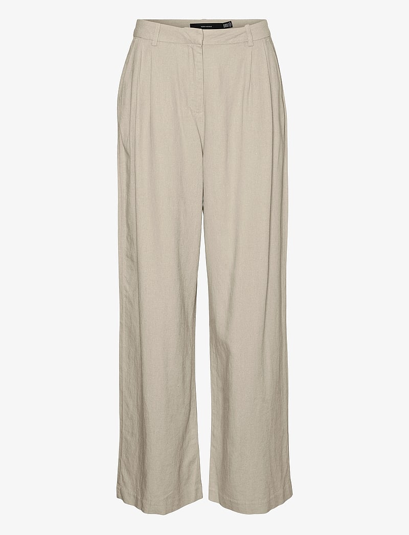 Vero Moda - VMMINDY MW LINEN DAD PANT MIX - linen trousers - oatmeal - 1