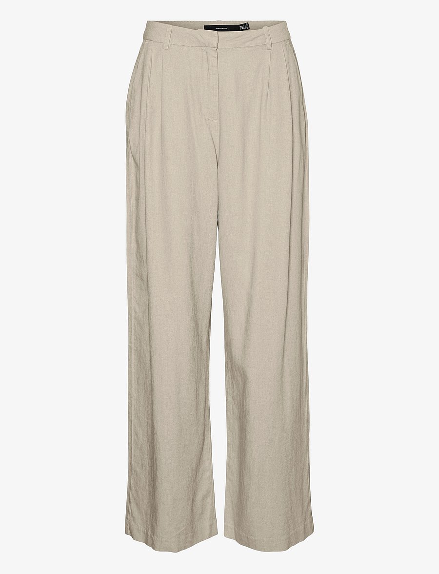 Vero Moda - VMMINDY MW LINEN DAD PANT MIX - leinenhosen - oatmeal - 1