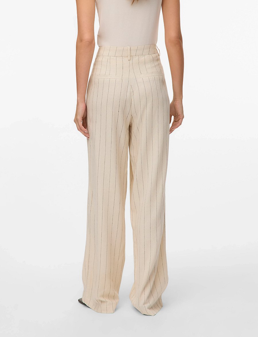 Vero Moda - VMMINDY MW LINEN DAD PANT MIX - leinenhosen - oatmeal - 3