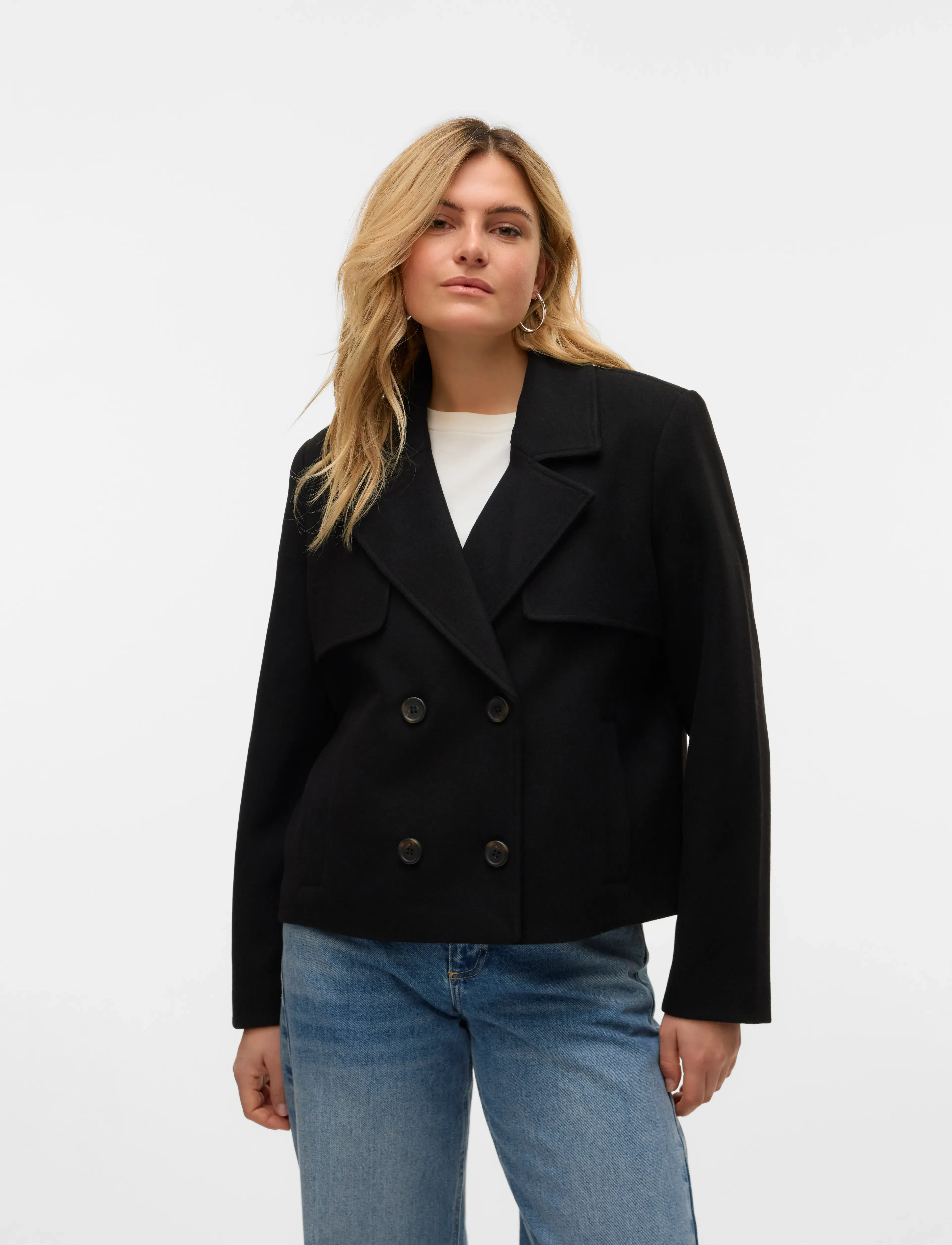 Vero Moda Vmfortunesheila Short Jacket Ga Boo, M, Black, Jakker > Uldjakker, Dame
