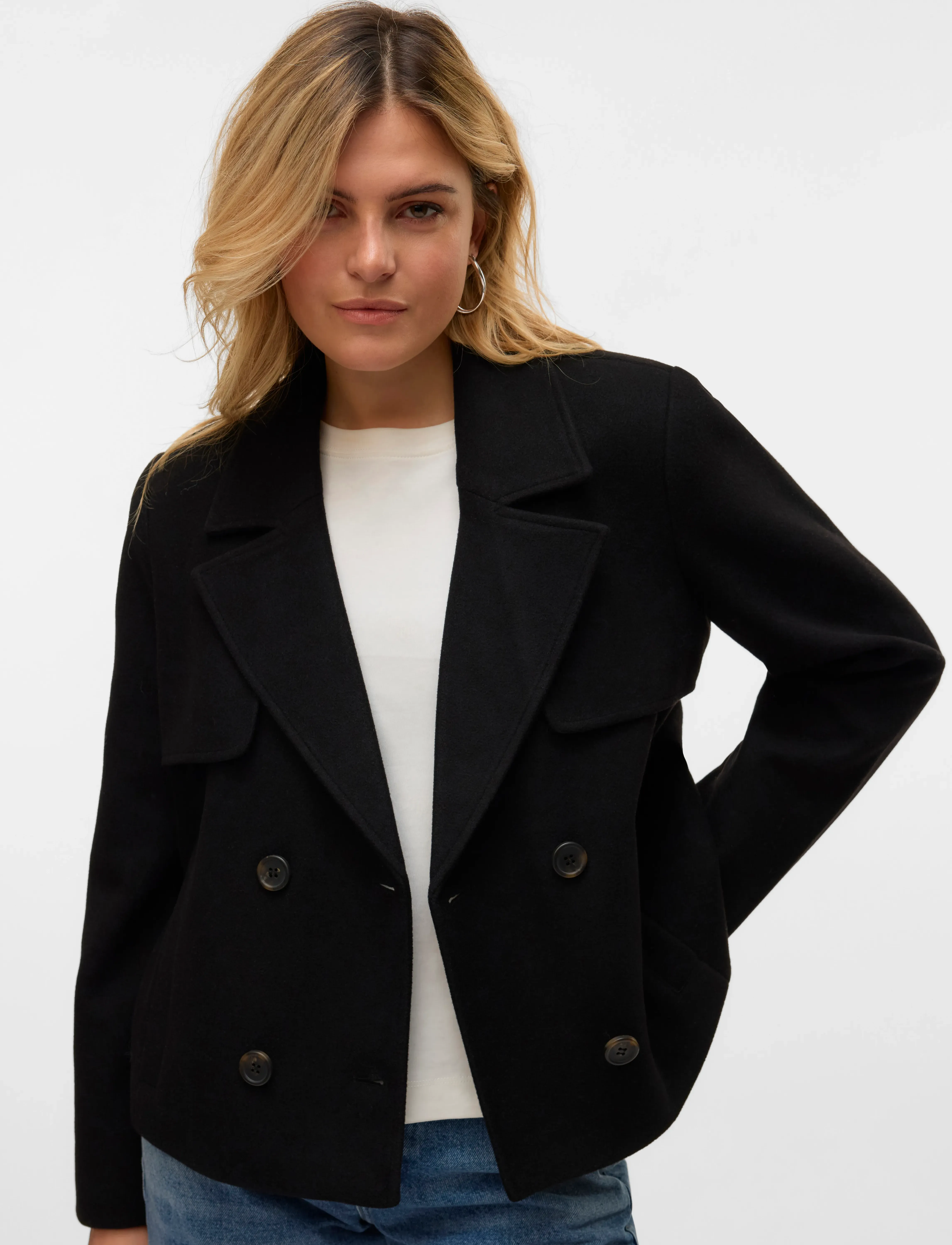 Vero Moda - VMFORTUNESHEILA SHORT JACKET GA BOO - wool jackets - black - 5