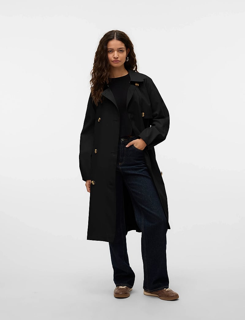 Vero Moda - VMDOREENSOFFY LONG TRENCHCOAT ENT - trenchcoats - black - 0