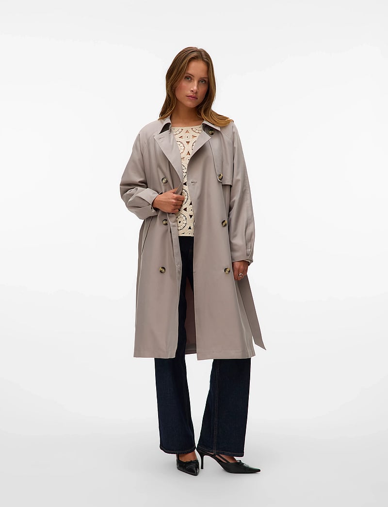 Vero Moda - VMDOREENSOFFY LONG TRENCHCOAT ENT - trenchcoats - moon rock - 0