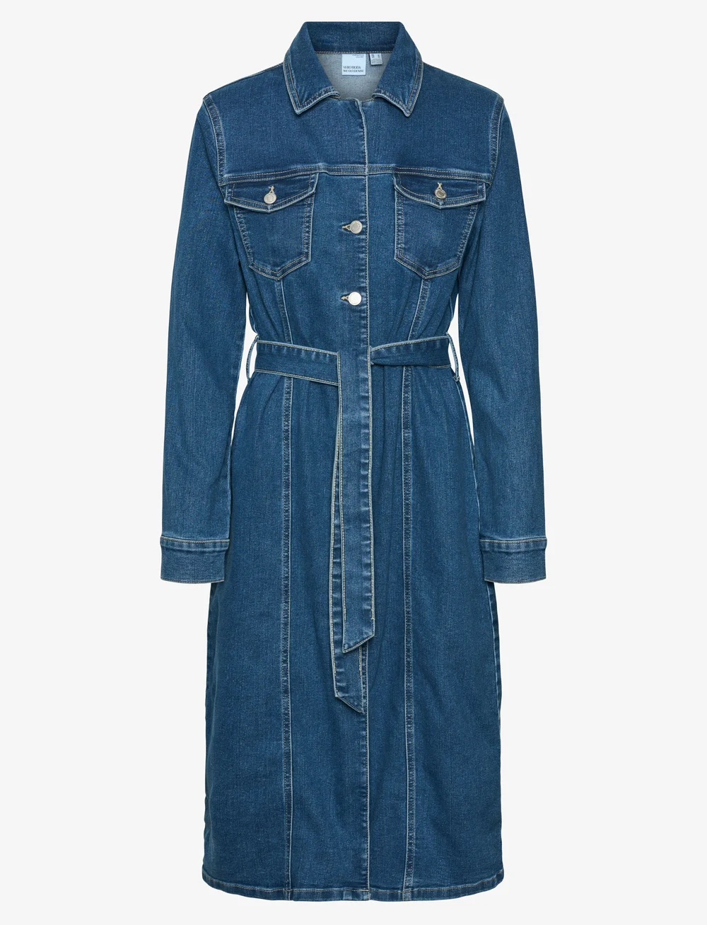 Vero Moda - VMTELLY LS 7/8 DNM DRESS VI3472 - jeanskleider - medium blue denim - 1