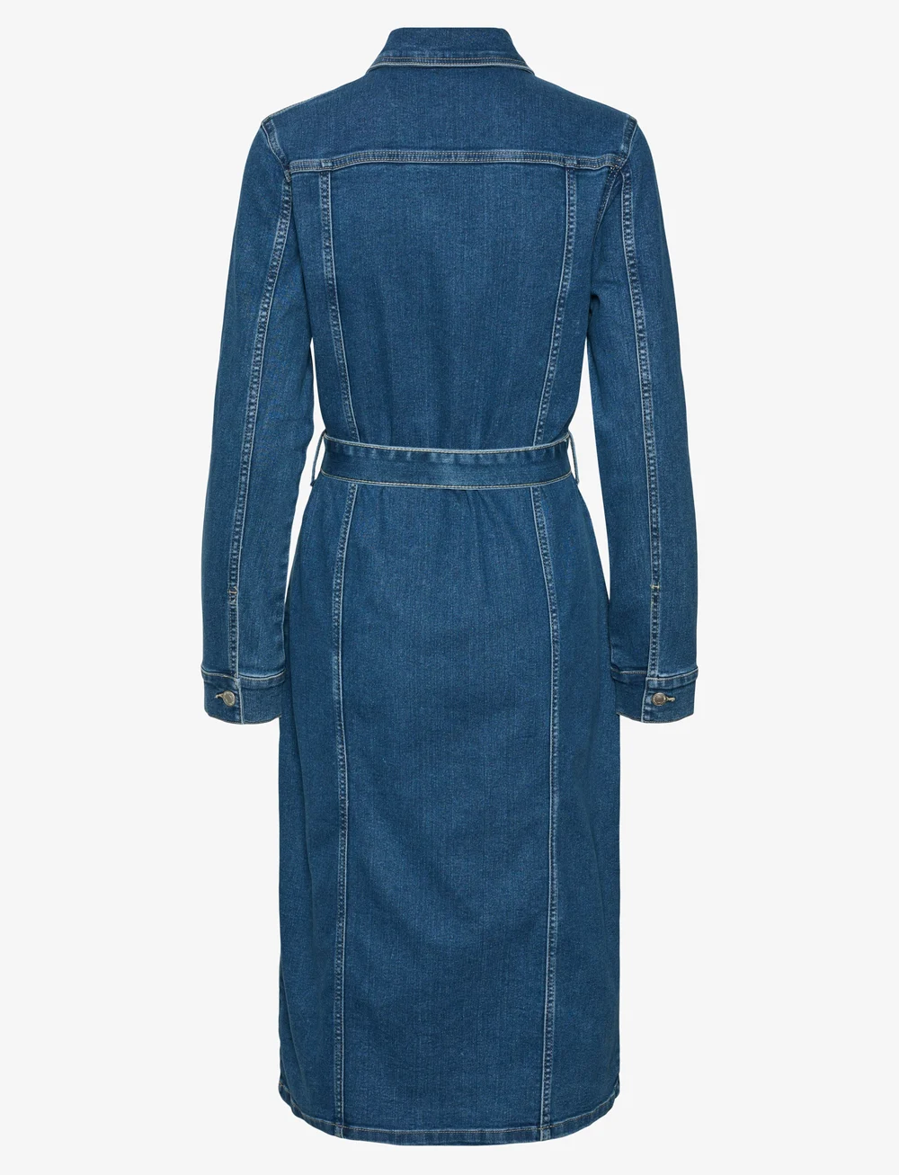 Vero Moda - VMTELLY LS 7/8 DNM DRESS VI3472 - jeanskleider - medium blue denim - 2