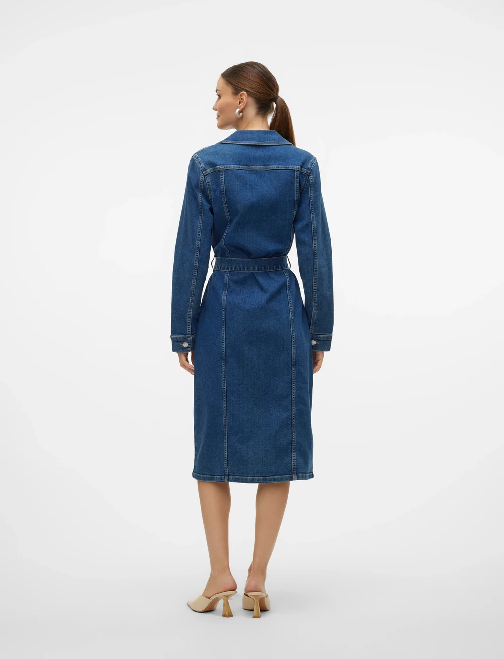 Vero Moda - VMTELLY LS 7/8 DNM DRESS VI3472 - jeanskleider - medium blue denim - 3