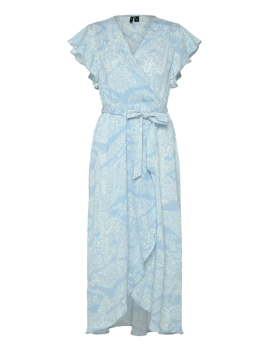 Vero Moda - VMPAGE S/L LONG WRAP DRESS WVN GA - sukienki letnie - airy blue - 1
