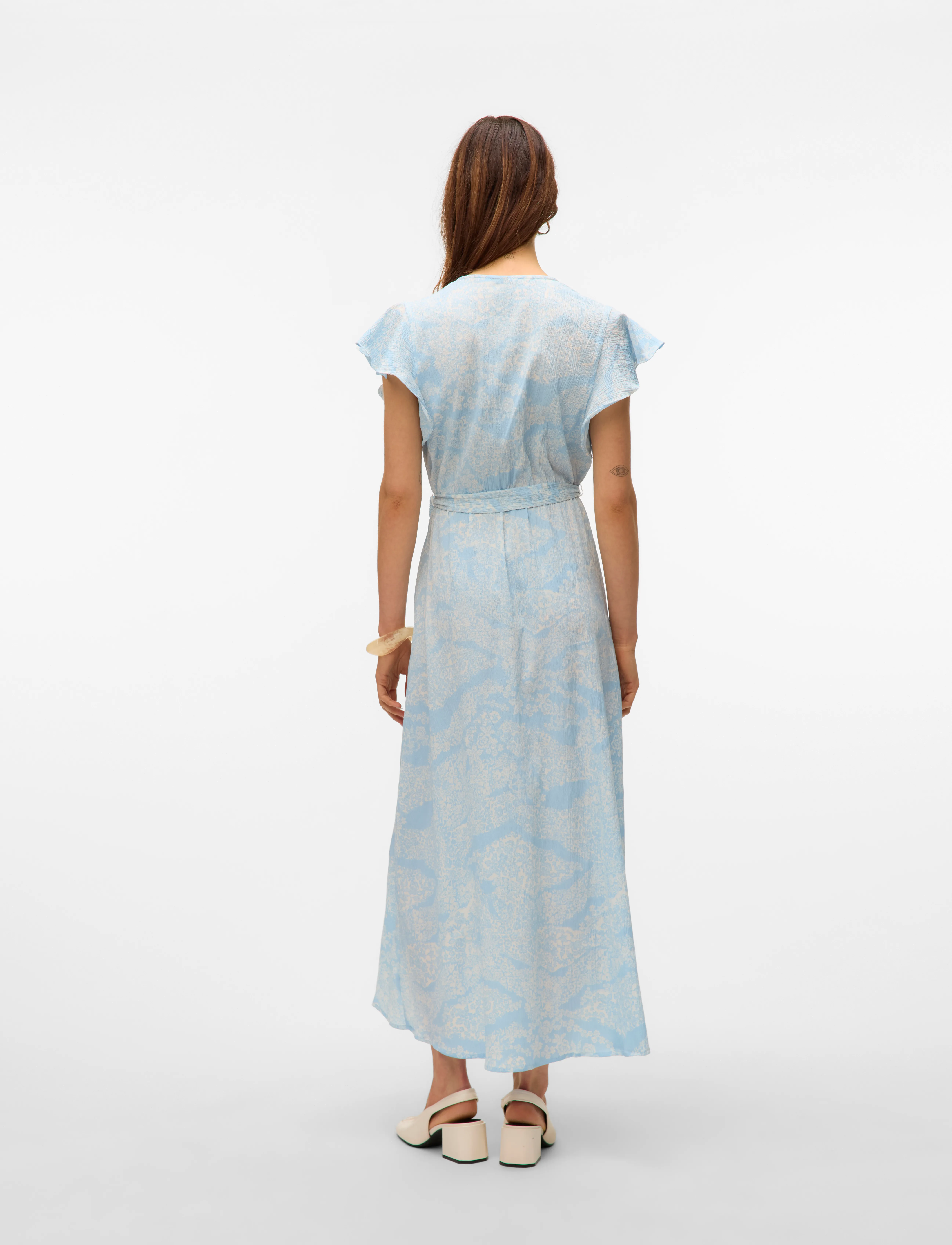 Vero Moda - VMPAGE S/L LONG WRAP DRESS WVN GA - sukienki letnie - airy blue - 3