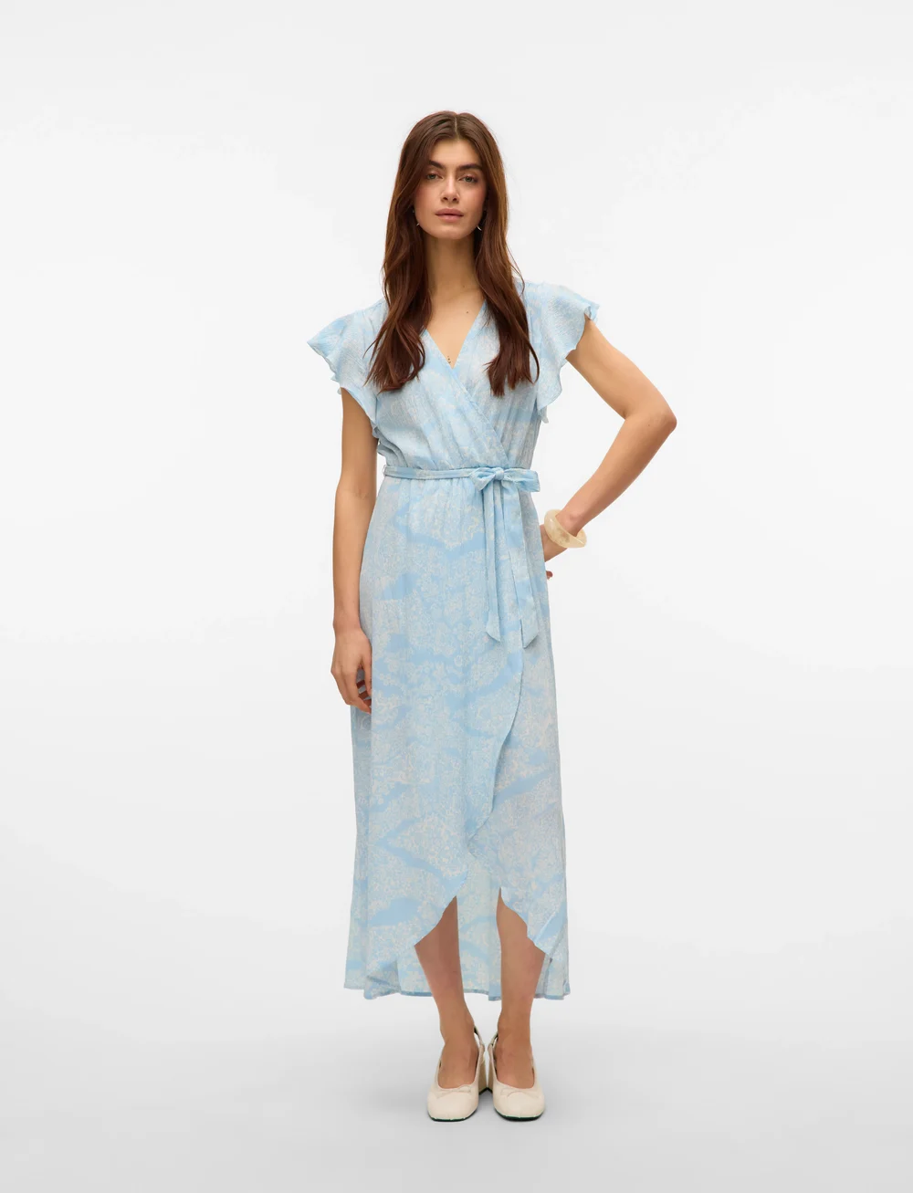 Vero Moda - VMPAGE S/L LONG WRAP DRESS WVN GA - sommerkleider - airy blue - 5