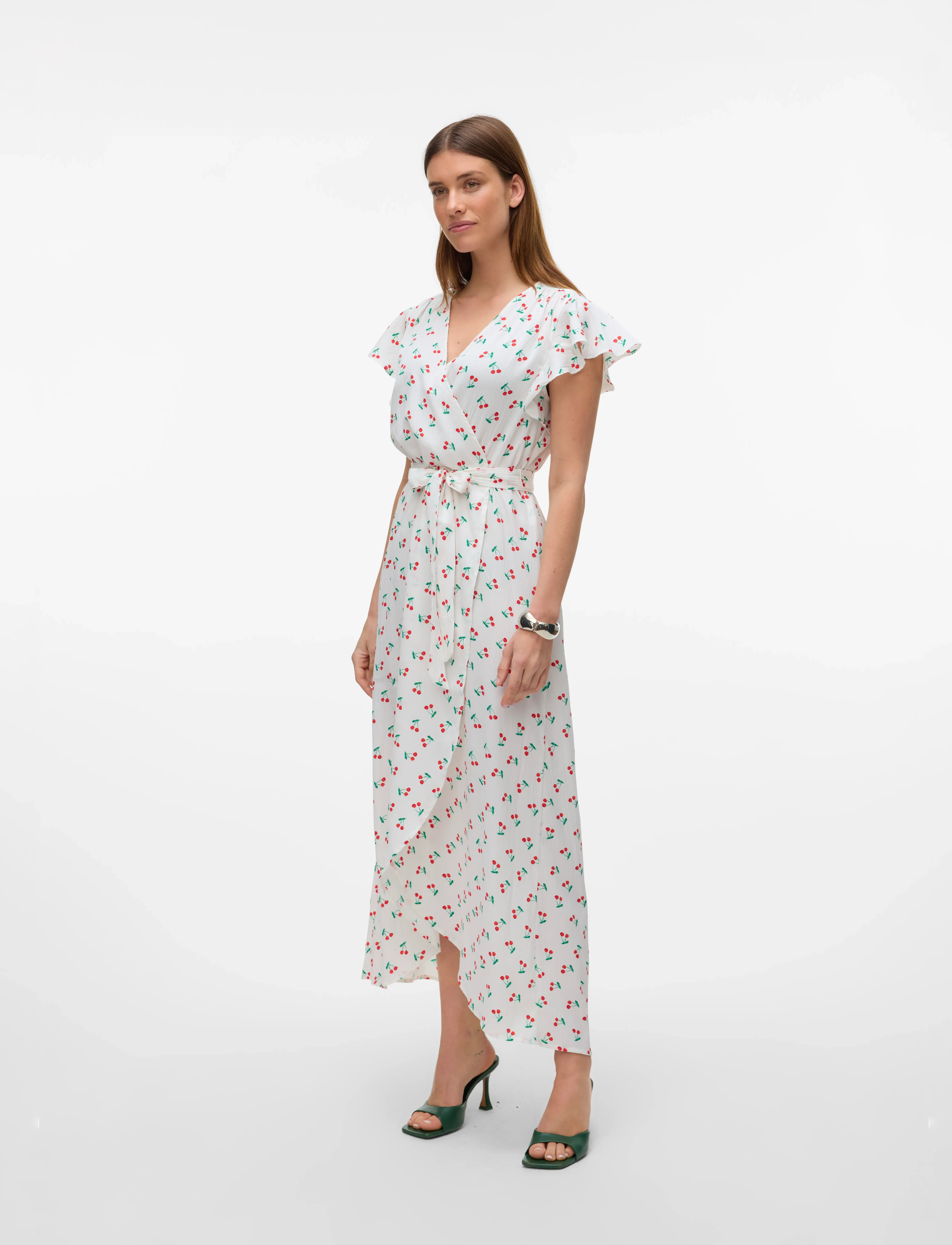 Vero Moda - VMPAGE S/L LONG WRAP DRESS WVN GA - snow white - 4
