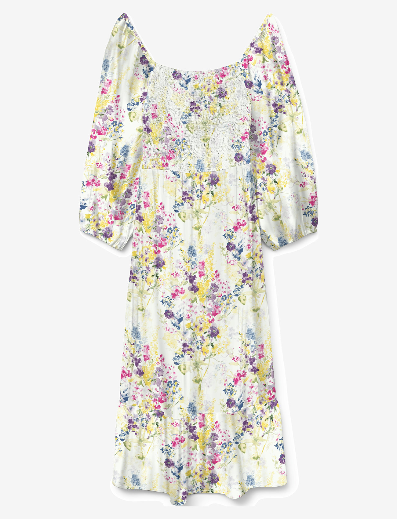 Vero Moda - VMDICTHE 3/4 SQUARE CALF DRESS WVN GA - sommarklänningar - snow white - 0