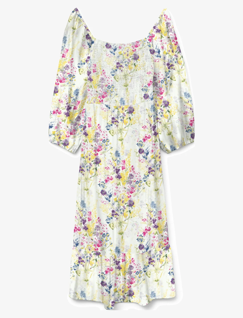 Vero Moda - VMDICTHE 3/4 SQUARE CALF DRESS WVN GA - summer dresses - snow white - 0