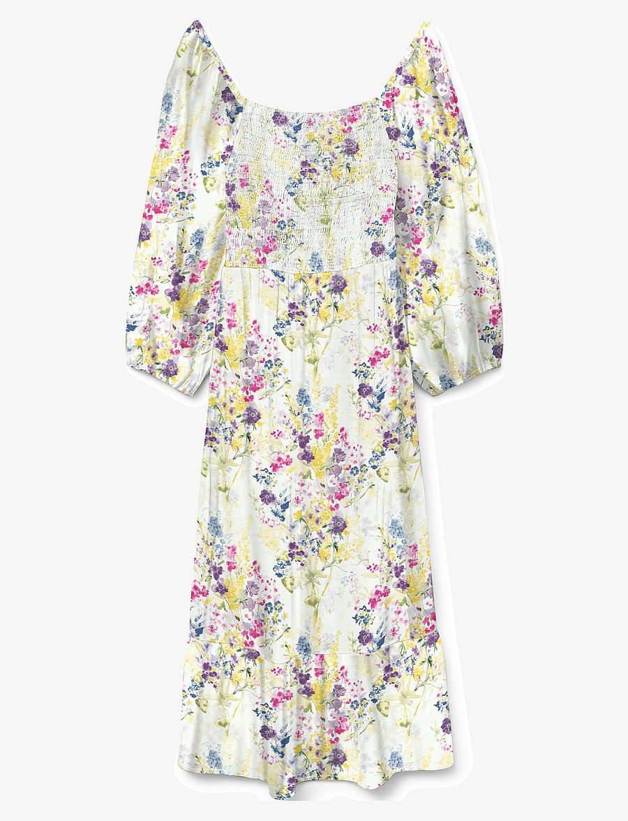 Vero Moda - VMDICTHE 3/4 SQUARE CALF DRESS WVN GA - vasarinės suknelės - snow white - 0