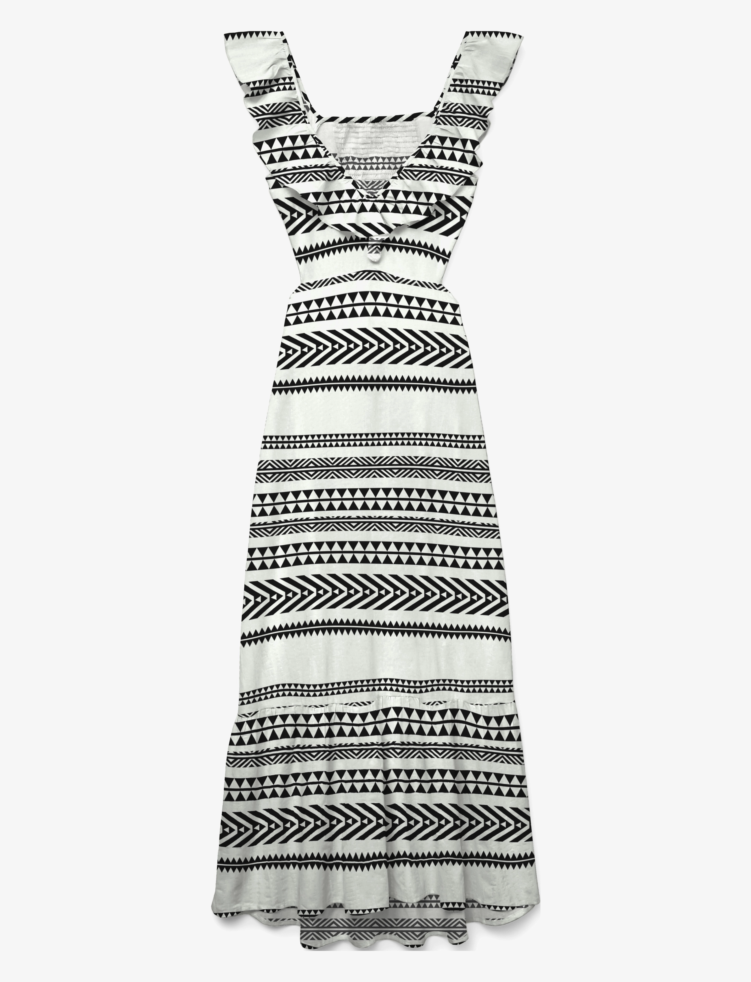 Vero Moda VMDICTHE S/L ANKLE DETAIL DRESS WVN GA - Kjoler - SNOW WHITE / black