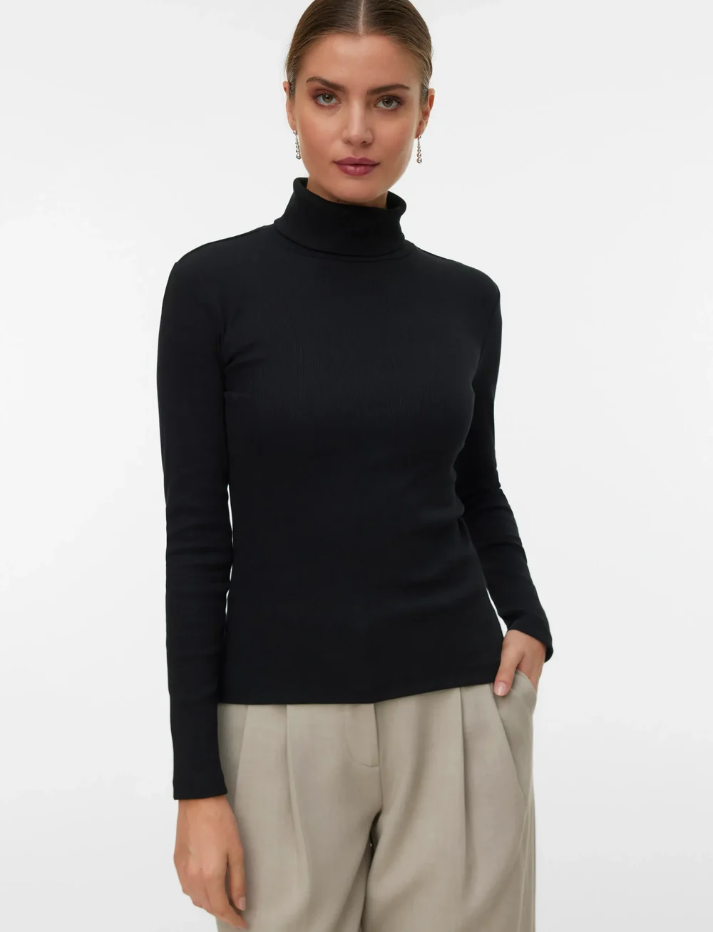 Vero Moda - VMCHLOE LS ROLLNECKTOP JRS NOOS - kõrge kaelusega kudumid - black - 4