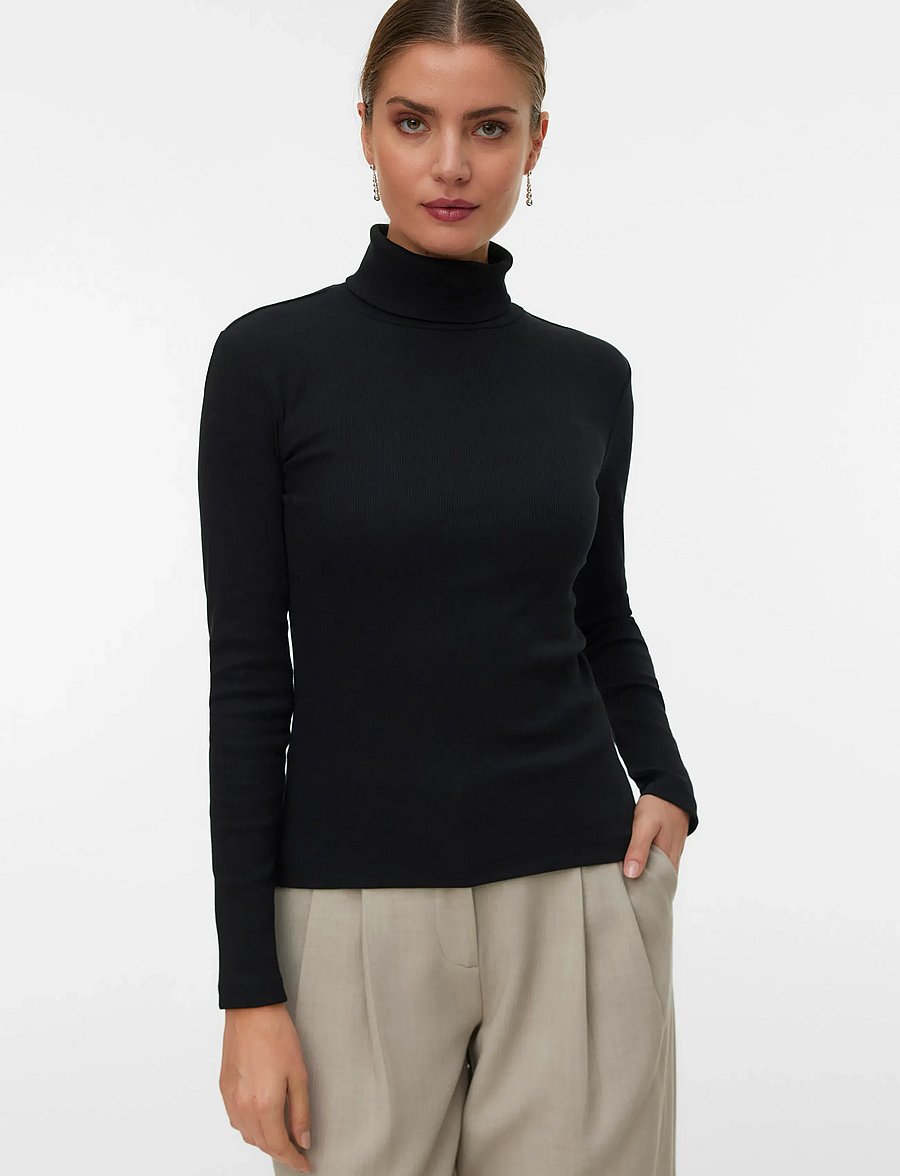 Vero Moda - VMCHLOE LS ROLLNECKTOP JRS NOOS - black - 4