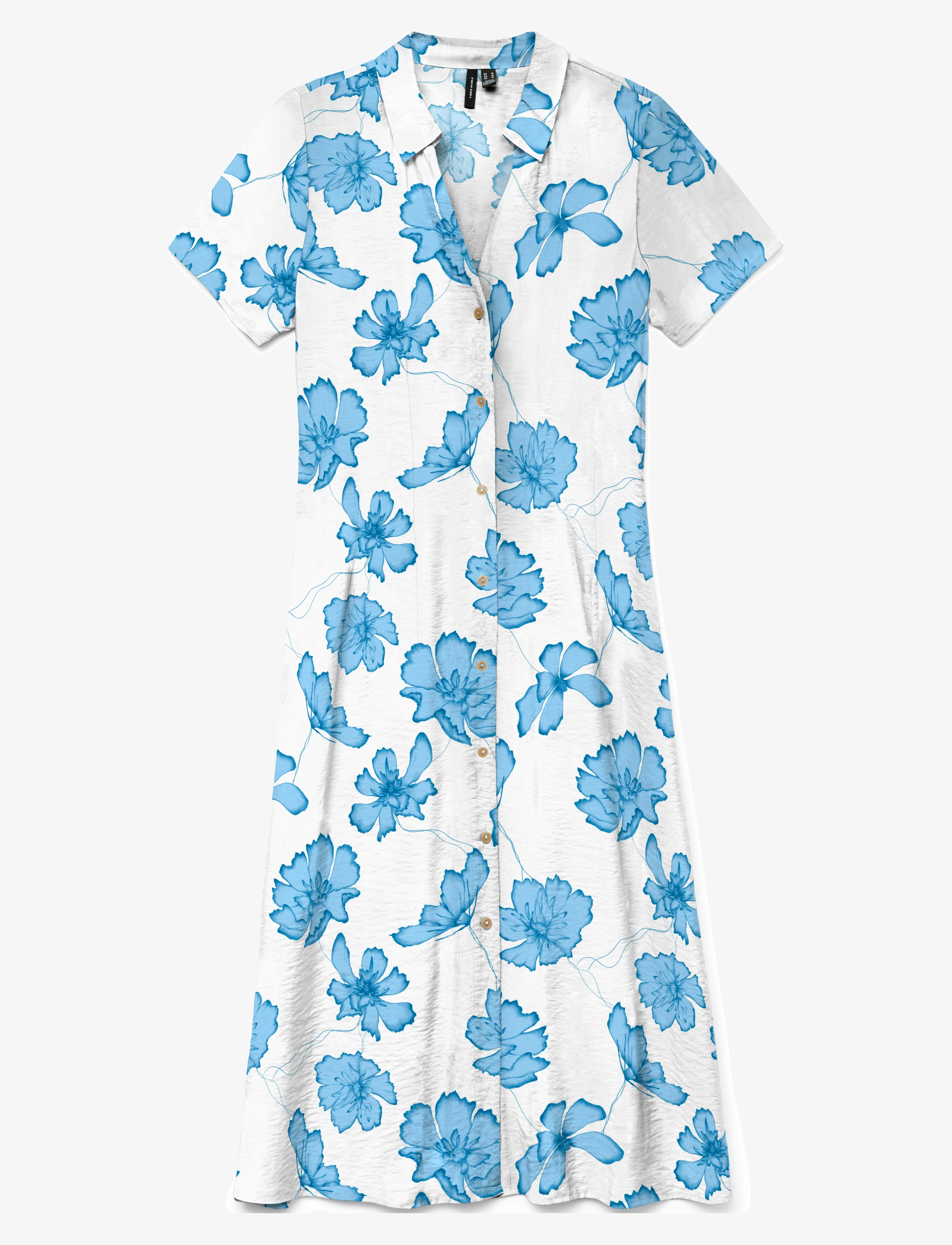 Vero Moda VMJOSIE S/S CALF SHIRT DRESS WVN GA - Tøj - SNOW WHITE / multi