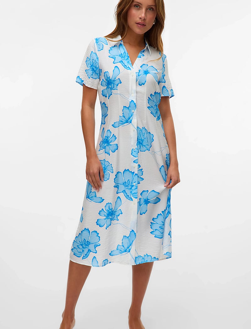 Vero Moda - VMJOSIE S/S CALF SHIRT DRESS WVN GA - sommerkleider - snow white - 3