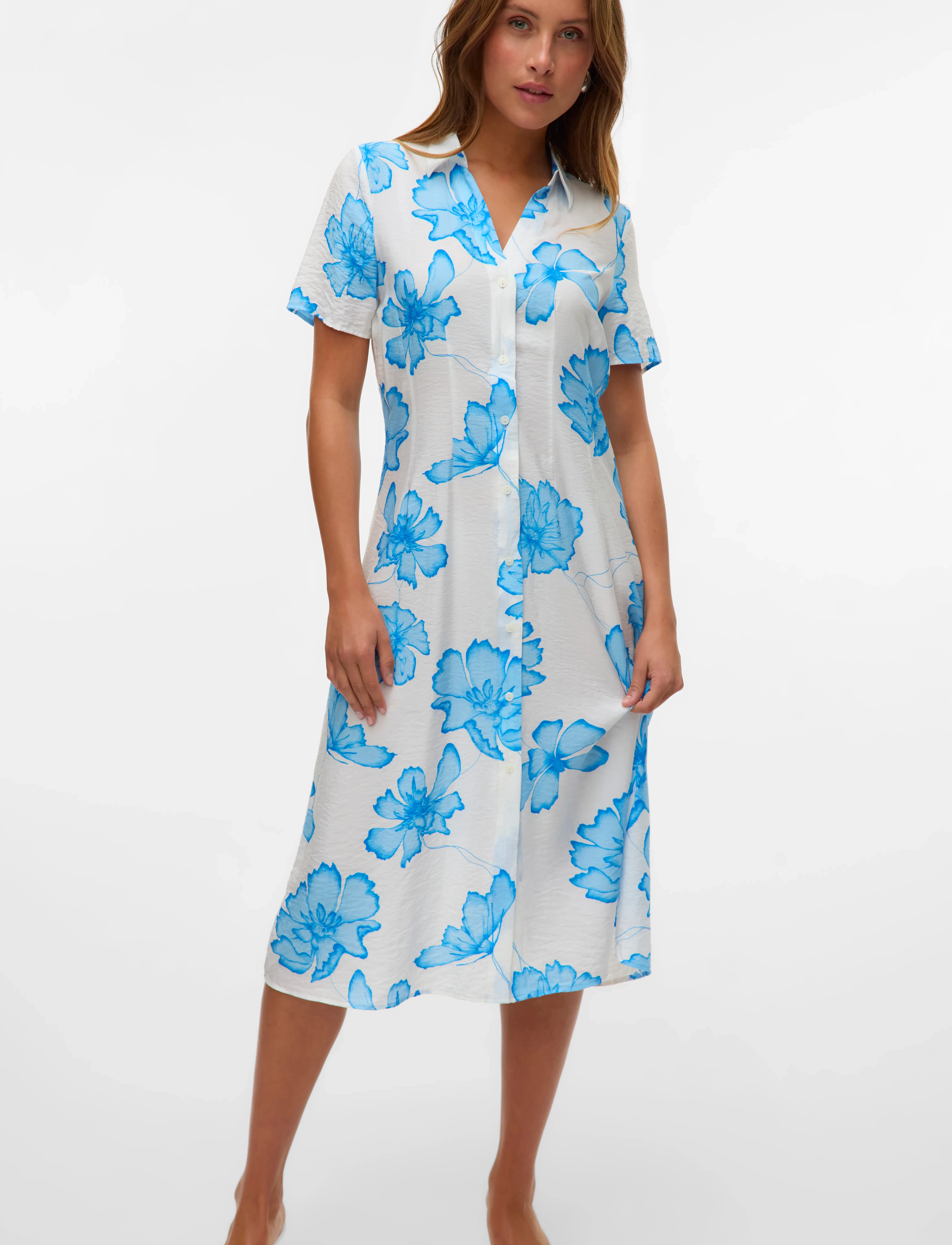 Vero Moda - VMJOSIE S/S CALF SHIRT DRESS WVN GA - robes d'été - snow white - 3