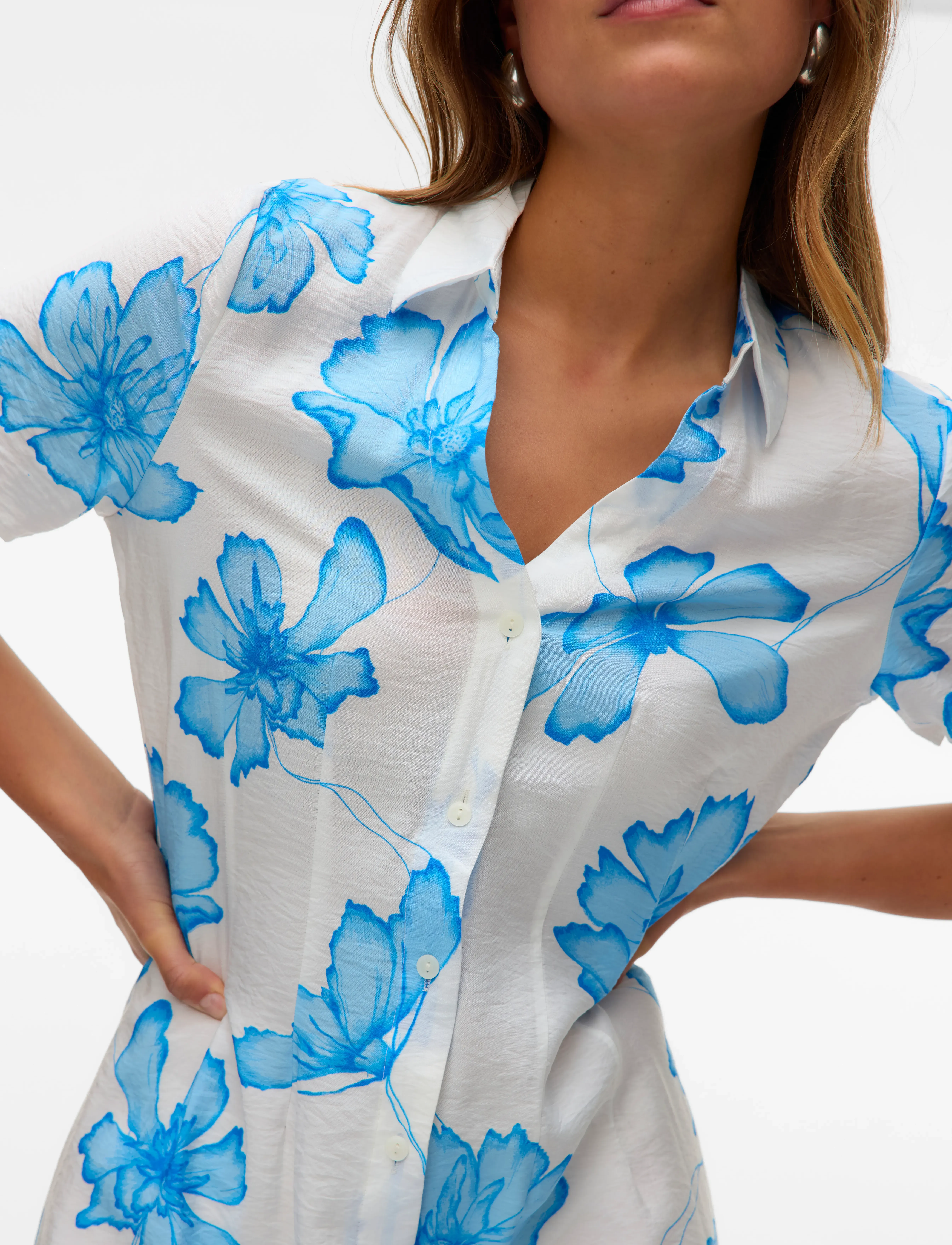 Vero Moda - VMJOSIE S/S CALF SHIRT DRESS WVN GA - robes d'été - snow white - 4
