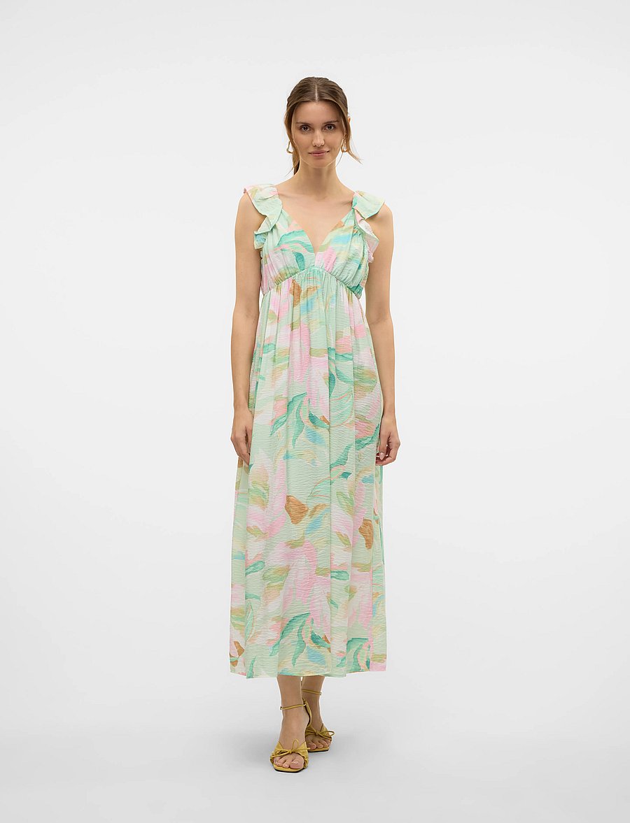 Vero Moda - VMJOSIE SL ANKLE FRILL DRESS WVN GA - birds egg green - 0